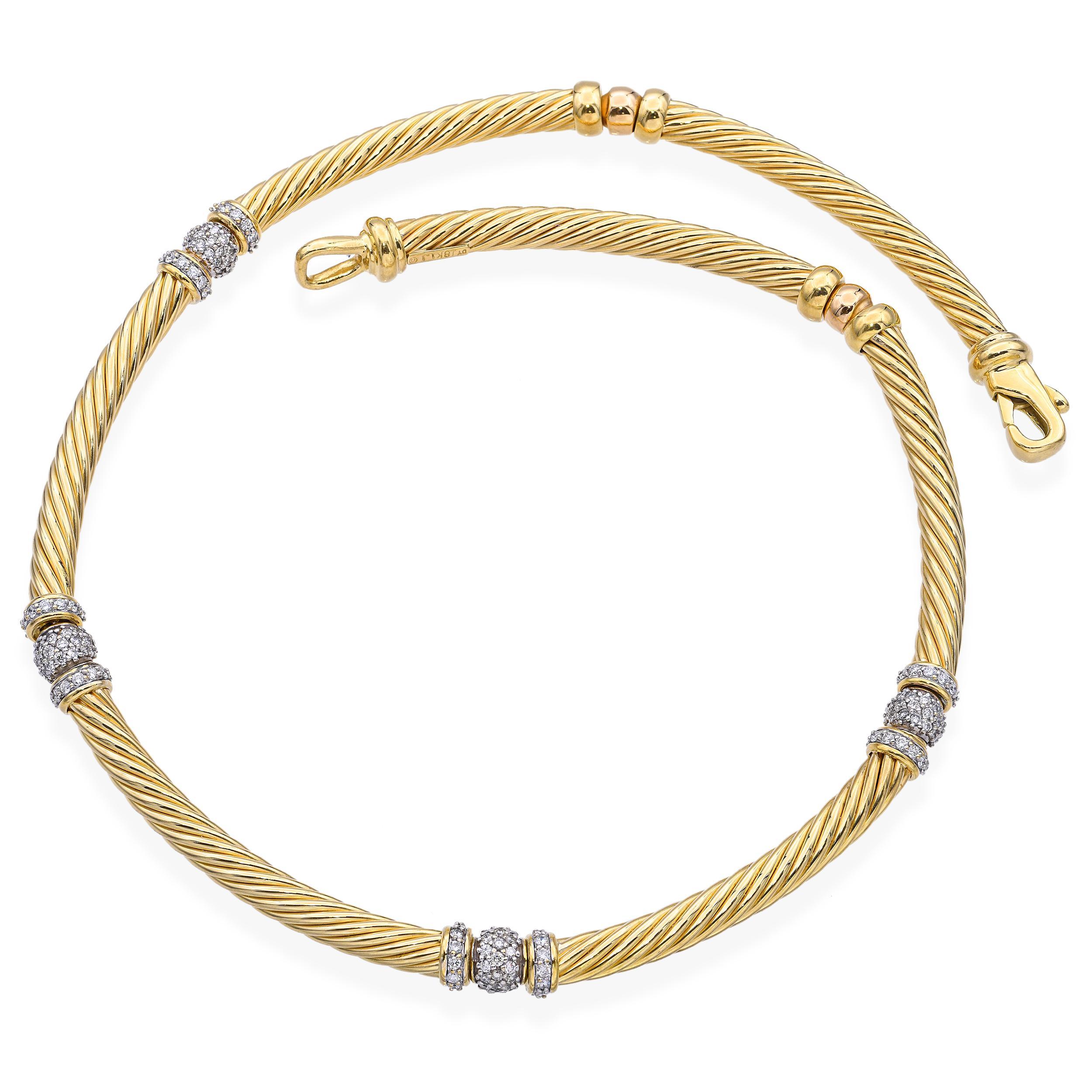 Donna David Yurman 18k Yellow Gold Diamond Swivel Link Necklace in vendita