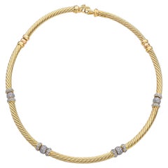 David Yurman 18k Yellow Gold Diamond Swivel Link Necklace