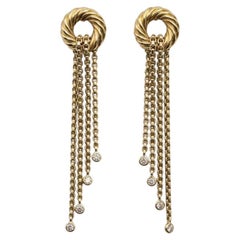 David Yurman 18k Yellow Gold Diamond Tassel Dangle Earrings
