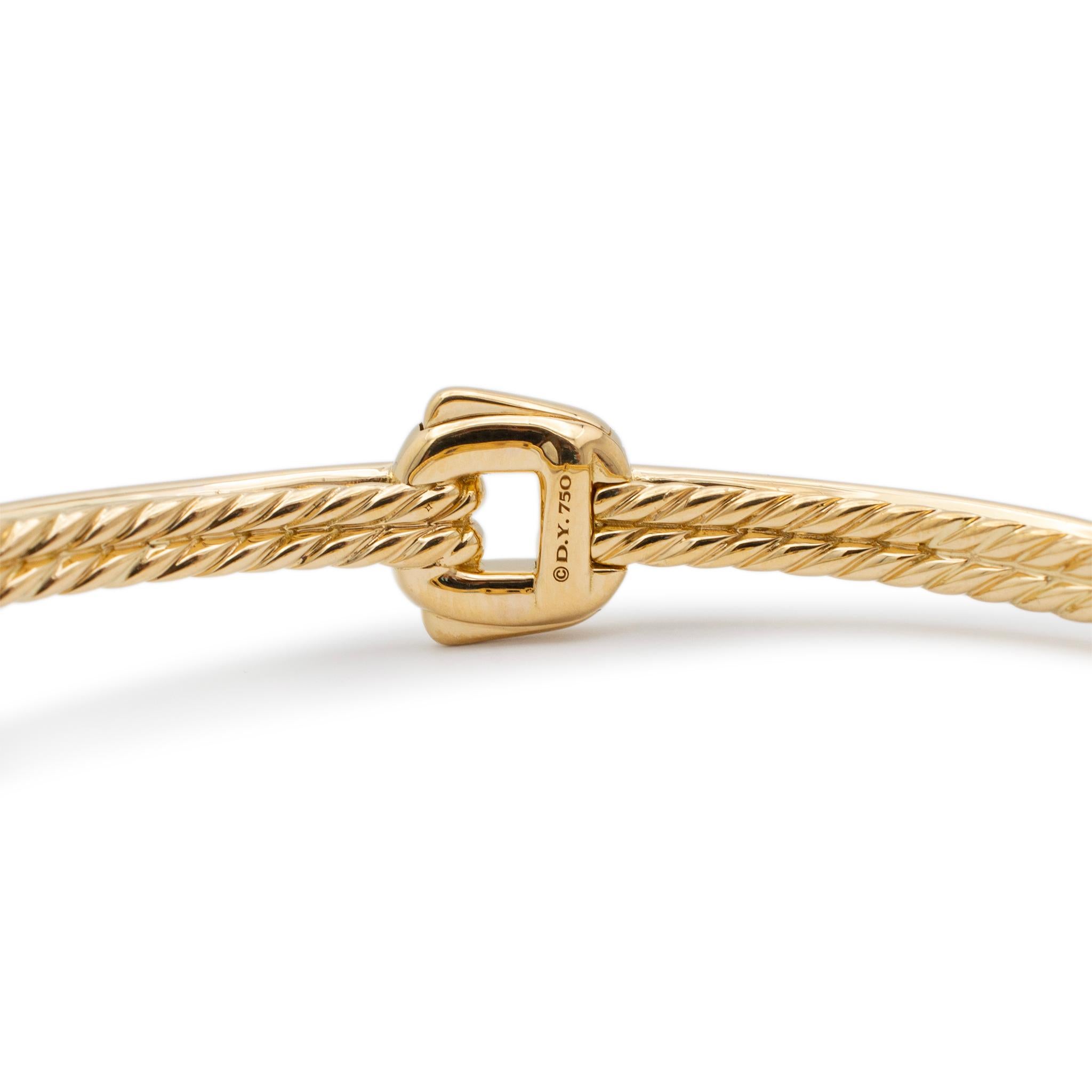 Women's David Yurman 18K Yellow Gold Diamond Thoroughbred Center Link Bangle Bracelet