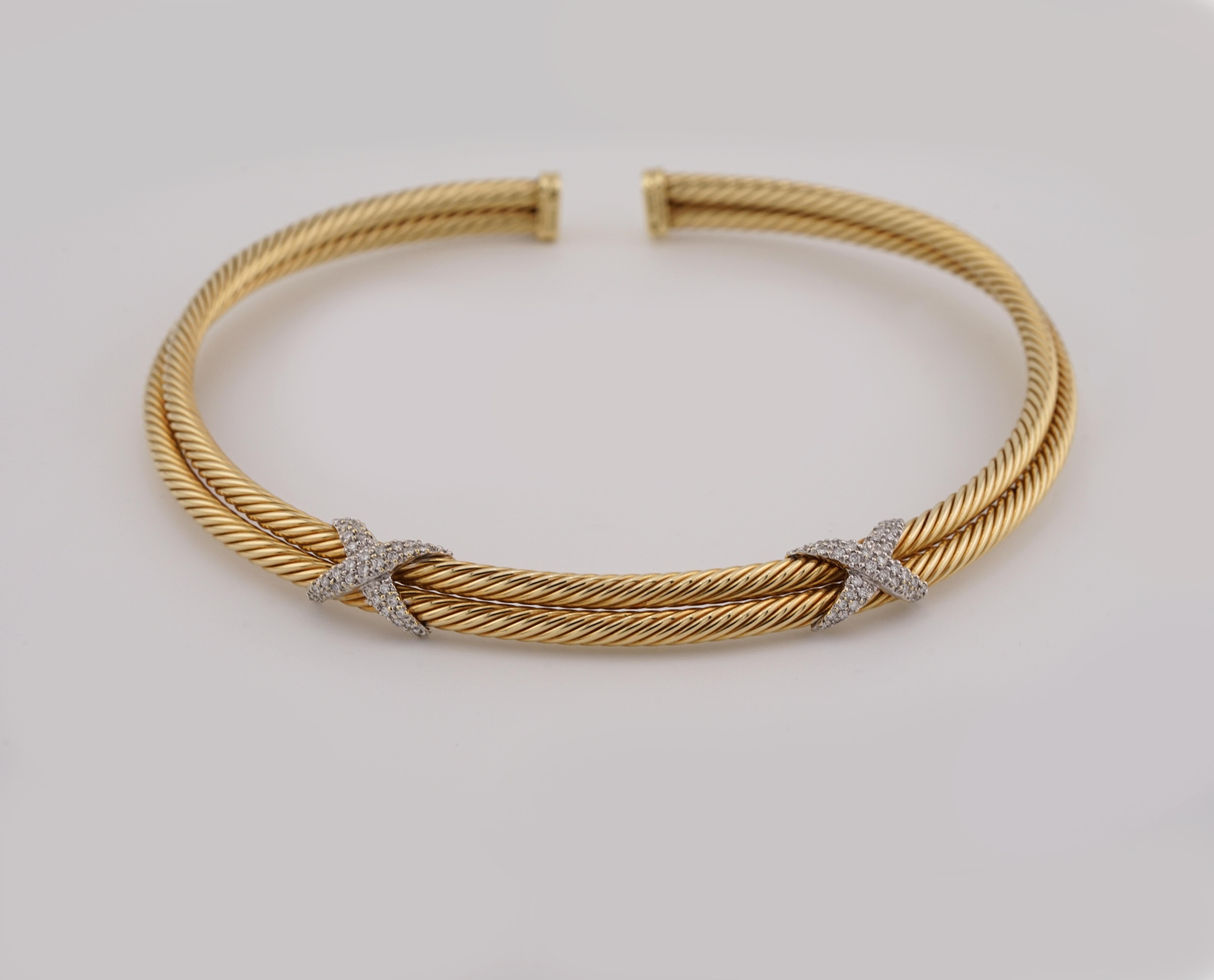 David Yurman 18K Yellow Gold Diamonds Necklace In Excellent Condition For Sale In Chicago, IL