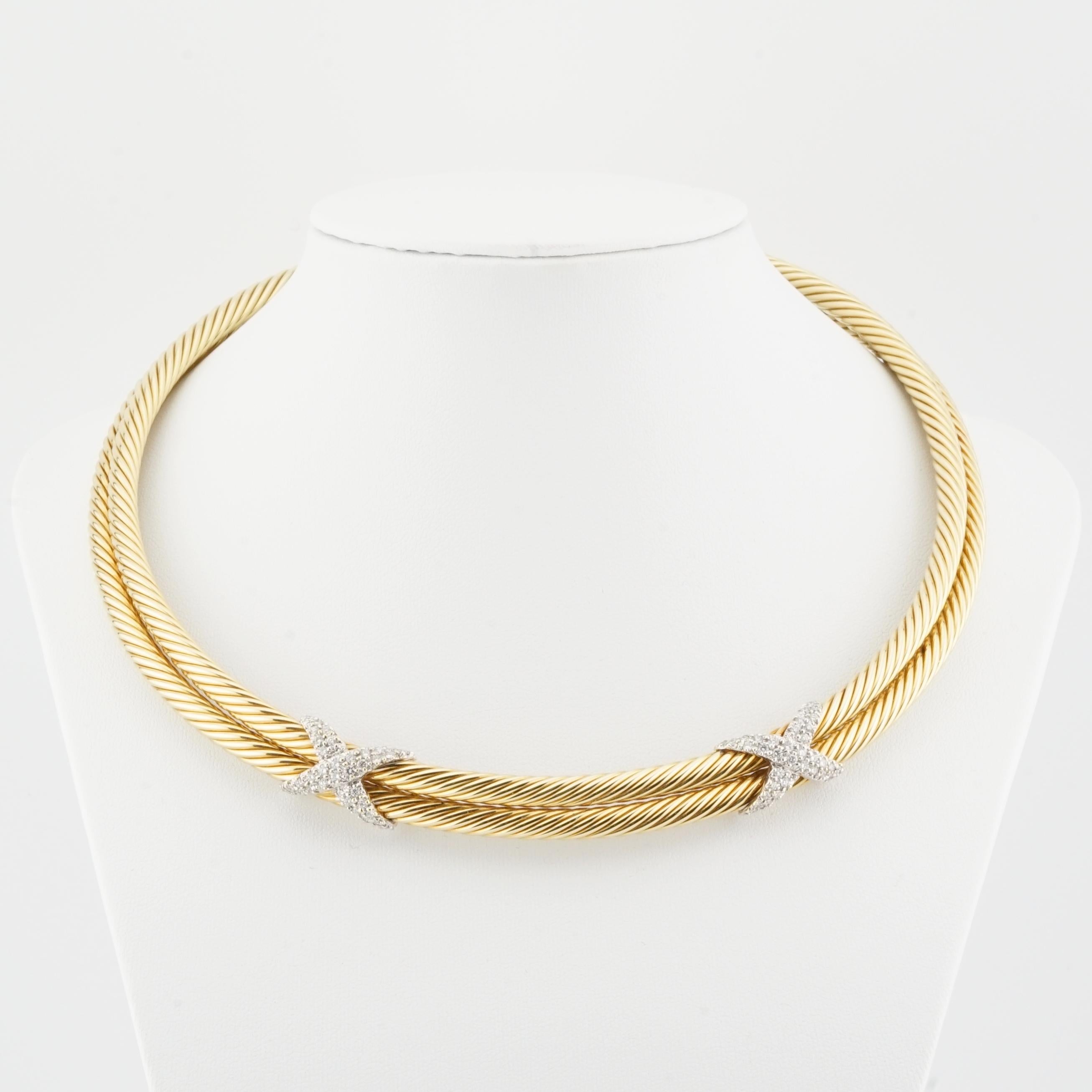 Women's David Yurman 18K Yellow Gold Diamonds Necklace For Sale