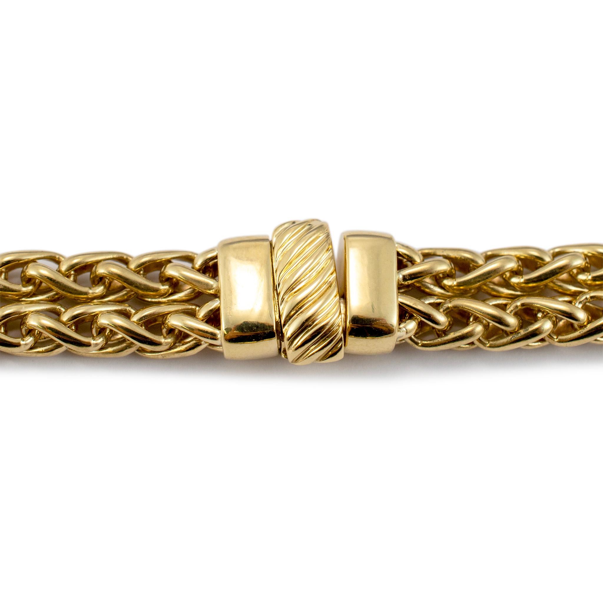 David Yurman Halskette mit Anhänger, 18 Karat Gelbgold Doppelweizenkette Station 1