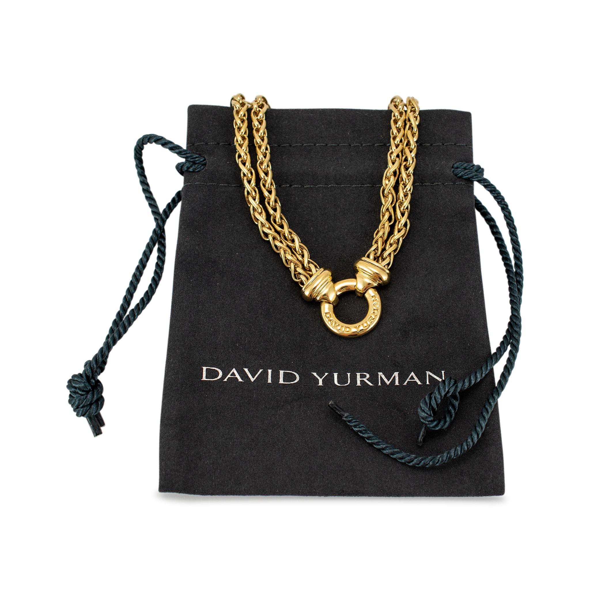 David Yurman Halskette mit Anhänger, 18 Karat Gelbgold Doppelweizenkette Station 2