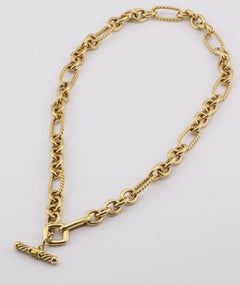 David Yurman 18k Yellow Gold Figaro Toggle Link 16" Necklace