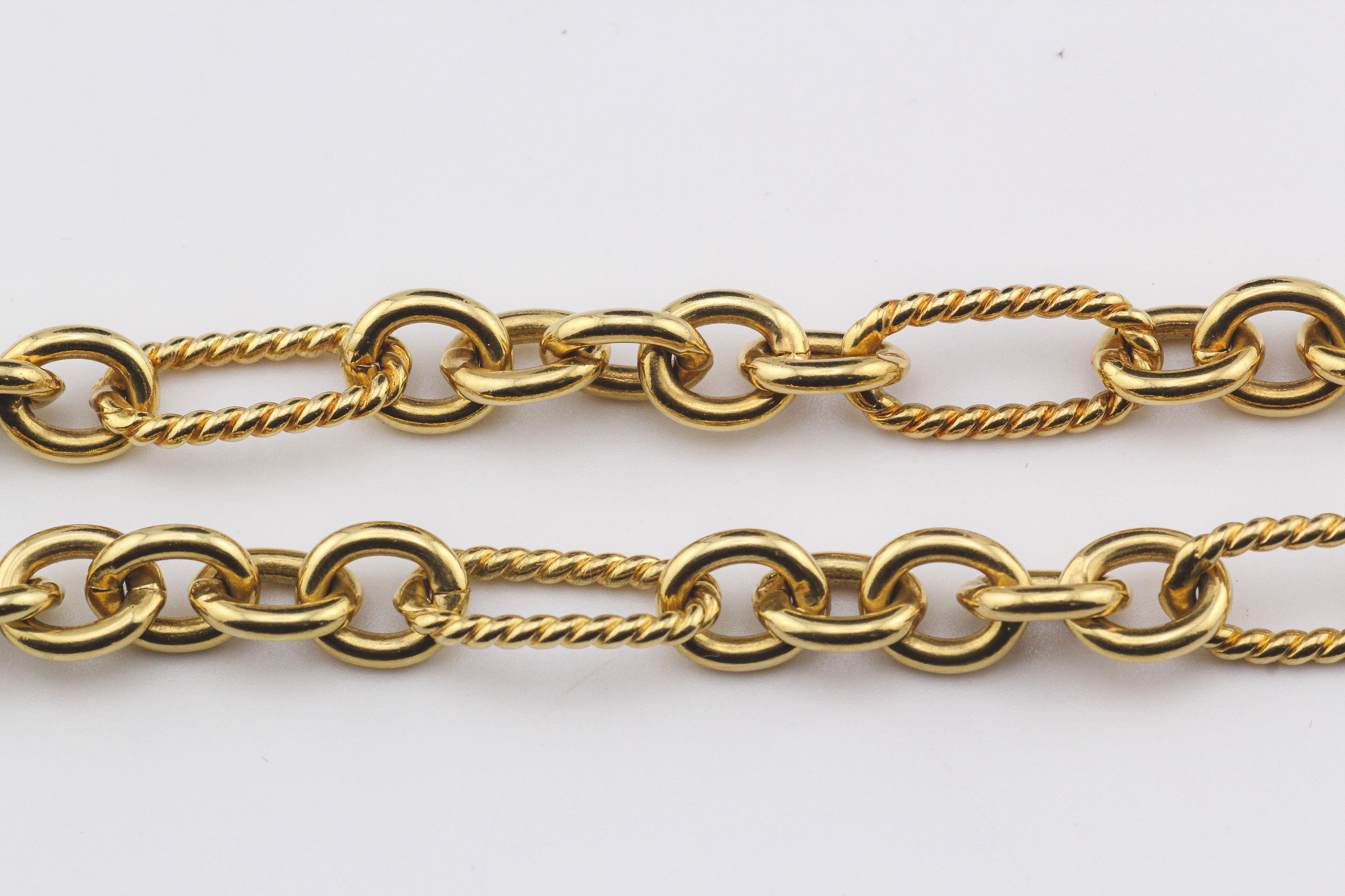 David Yurman, collier Figaro en or jaune 18 carats à maillons articulés de 16 pouces en vente 1