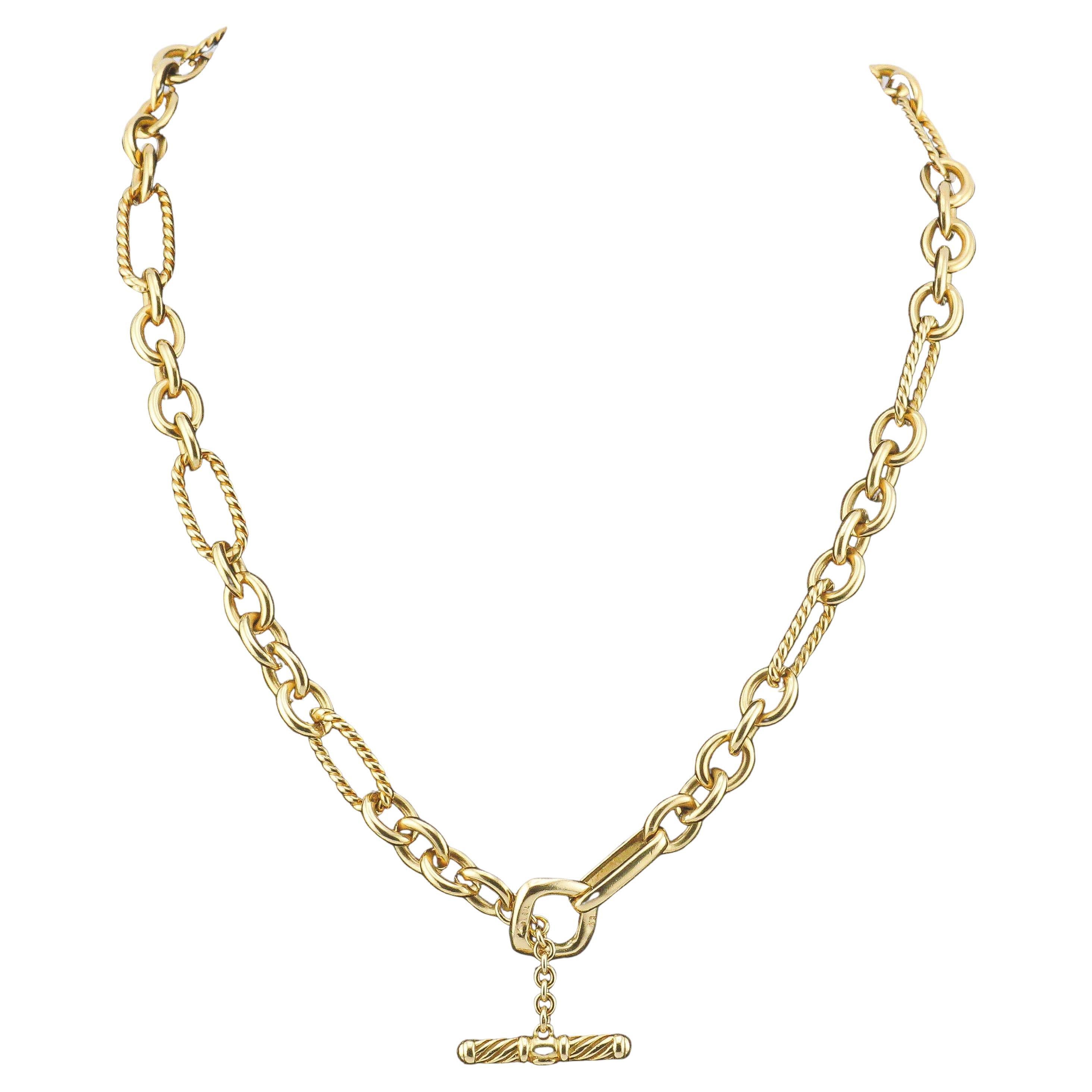 David Yurman 18k Yellow Gold Figaro Toggle Link 16" Necklace