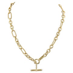 David Yurman 18k Yellow Gold Figaro Toggle Link 16" Necklace