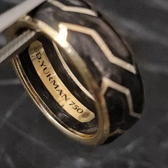 David Yurman 18k Yellow Gold Forged Carbon Wedding Band Ring size 9 8mm wide