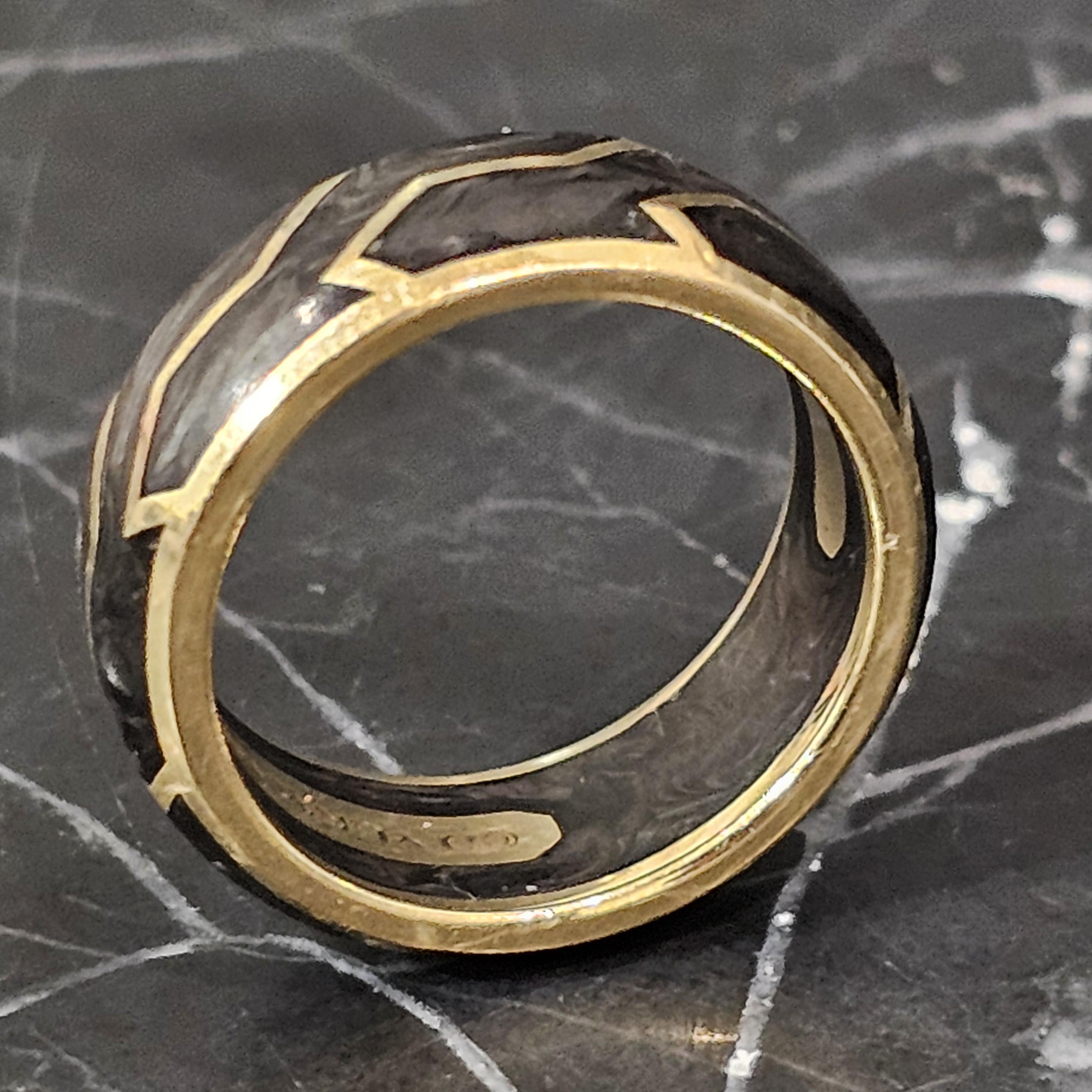 David Yurman 18k Yellow Gold Forged Carbon Wedding Band Ring size 9 8mm wide 2