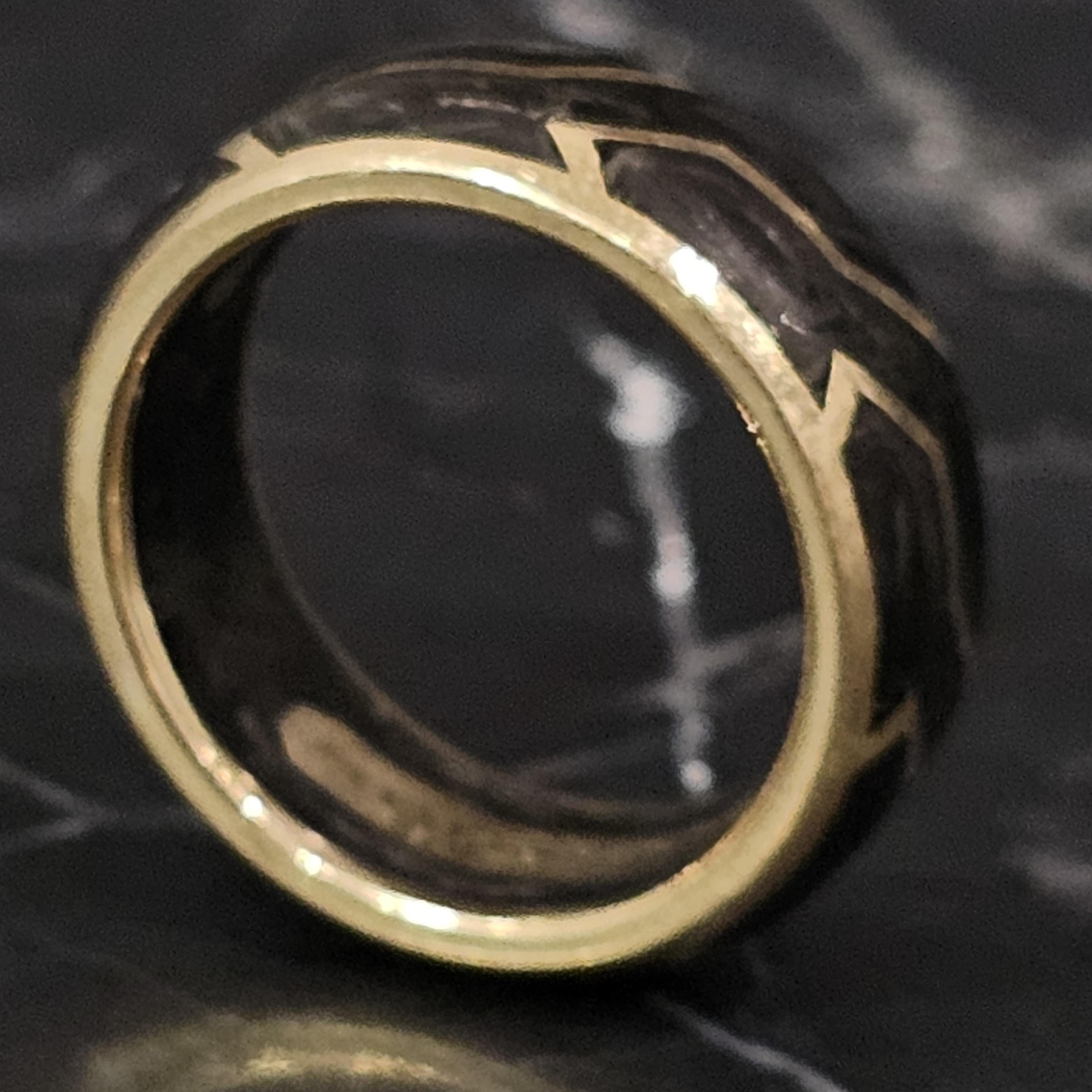 David Yurman 18k Yellow Gold Forged Carbon Wedding Band Ring size 9 8mm wide 4