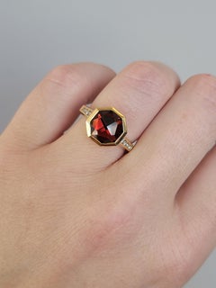David Yurman 18K Yellow Gold Fortune Garnet and Diamond Ring