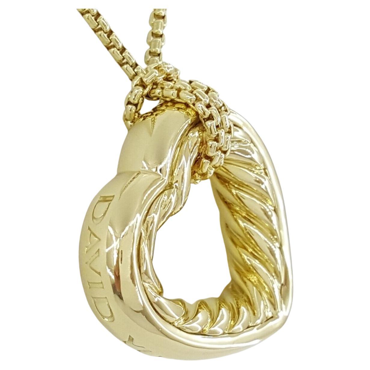 David Yurman 18k Yellow Gold Heart Cable Pendant Necklace In New Condition For Sale In Rome, IT