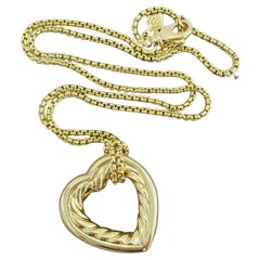 David Yurman 18k Yellow Gold Heart Cable Pendant Necklace