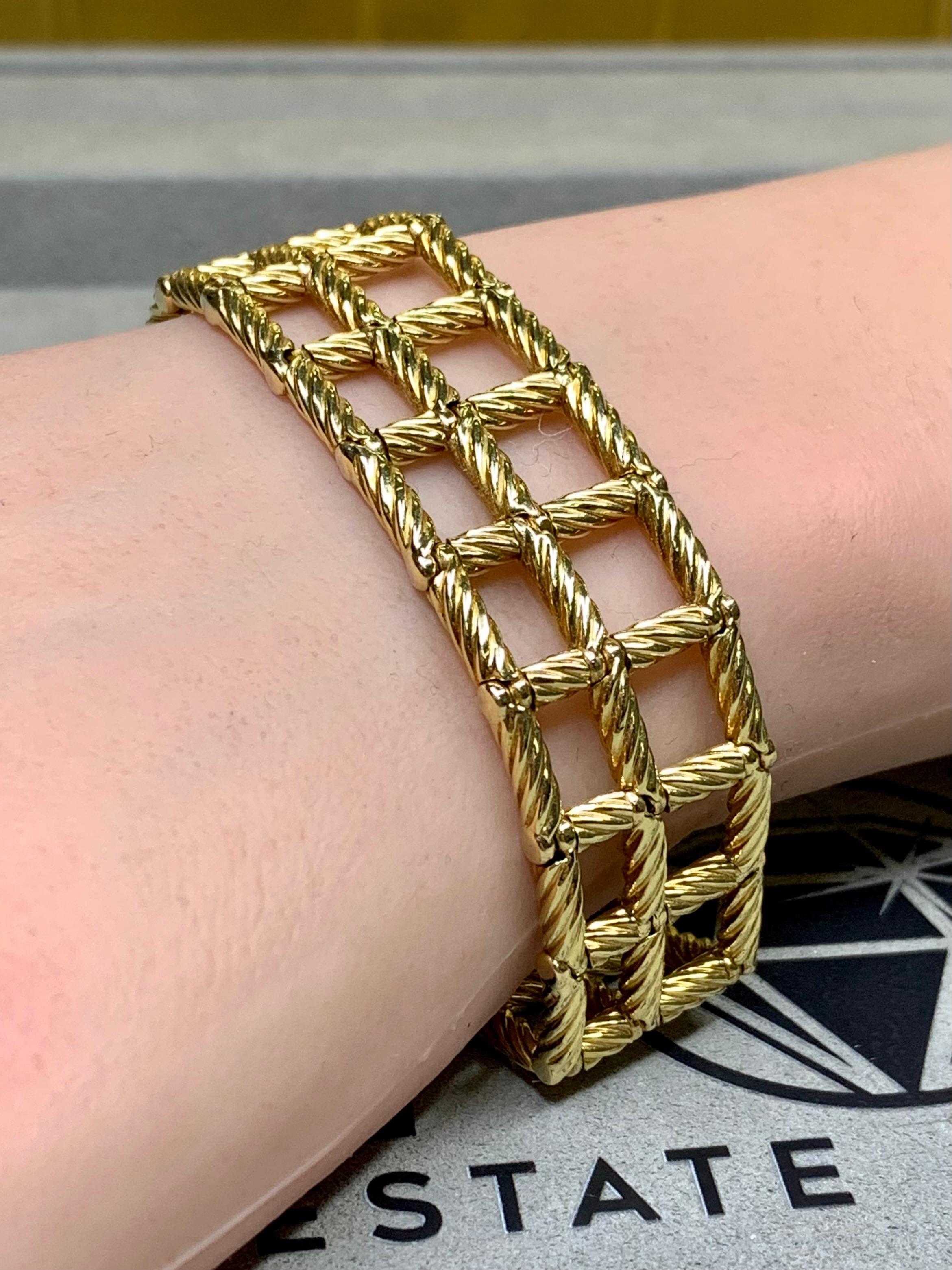 David Yurman Bracelet à maillons en or jaune 18 carats à grille tissée lourde 7 en vente 3