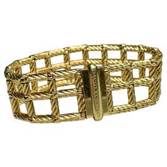 David Yurman Oro amarillo de 18 quilates Pulsera de eslabones pesada tejida de rejilla de 7