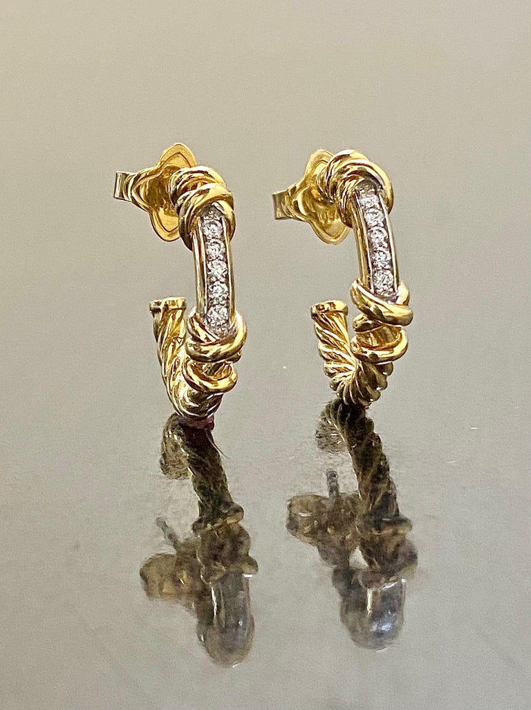 David Yurman 18K Yellow Gold Helena Diamond Hoop Earrings