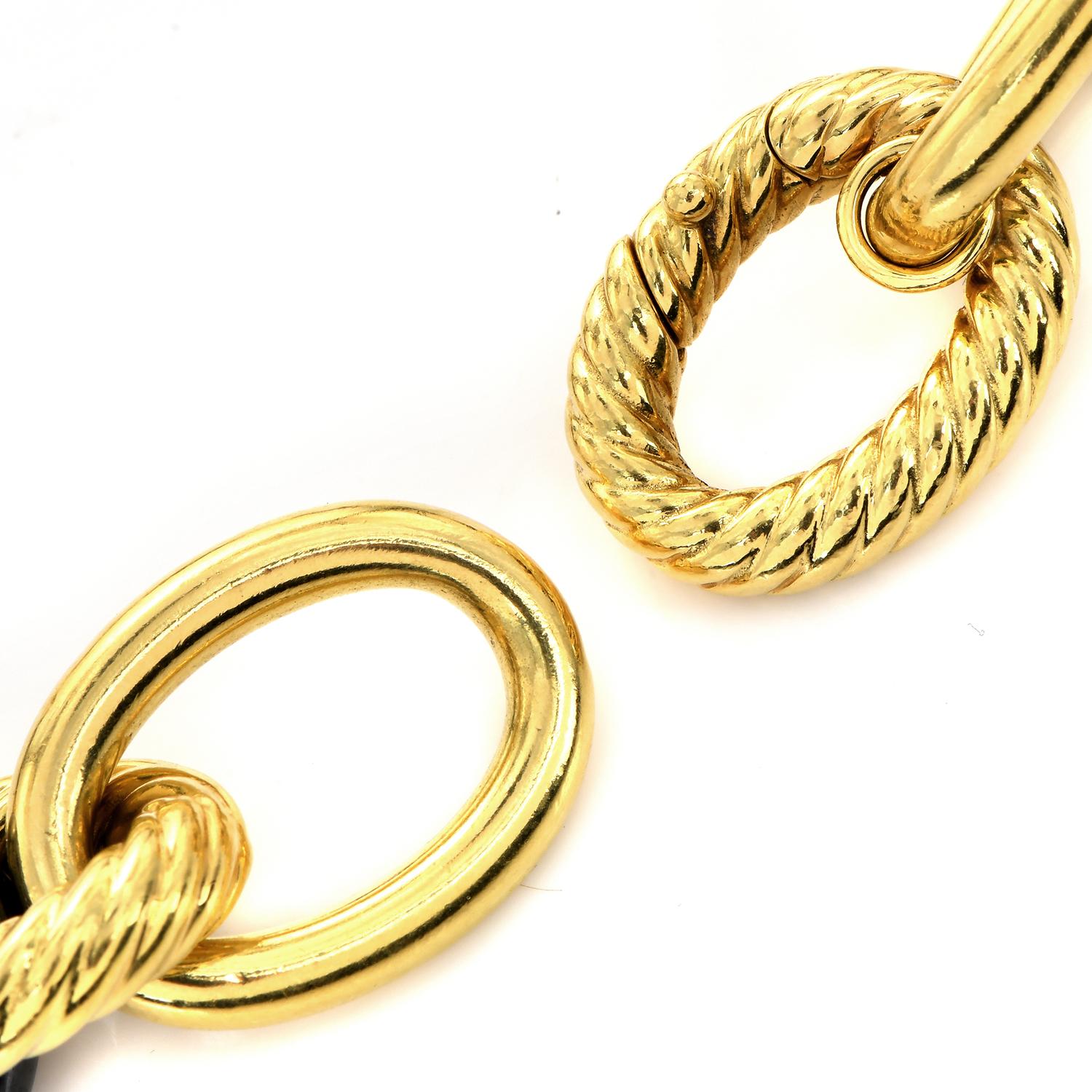 David Yurman 18 Karat Gelbgold Hämatit 17 mm Große Gliederkette Halskette im Angebot 1