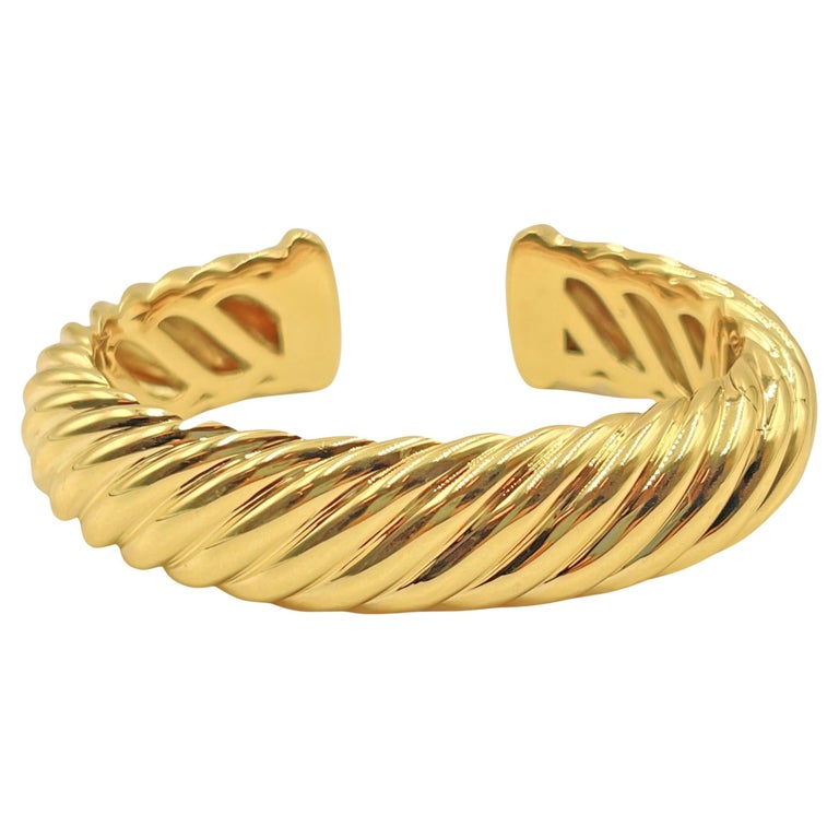 David Yurman 18k Yellow Gold Hinged Cuff Bracelet at 1stDibs