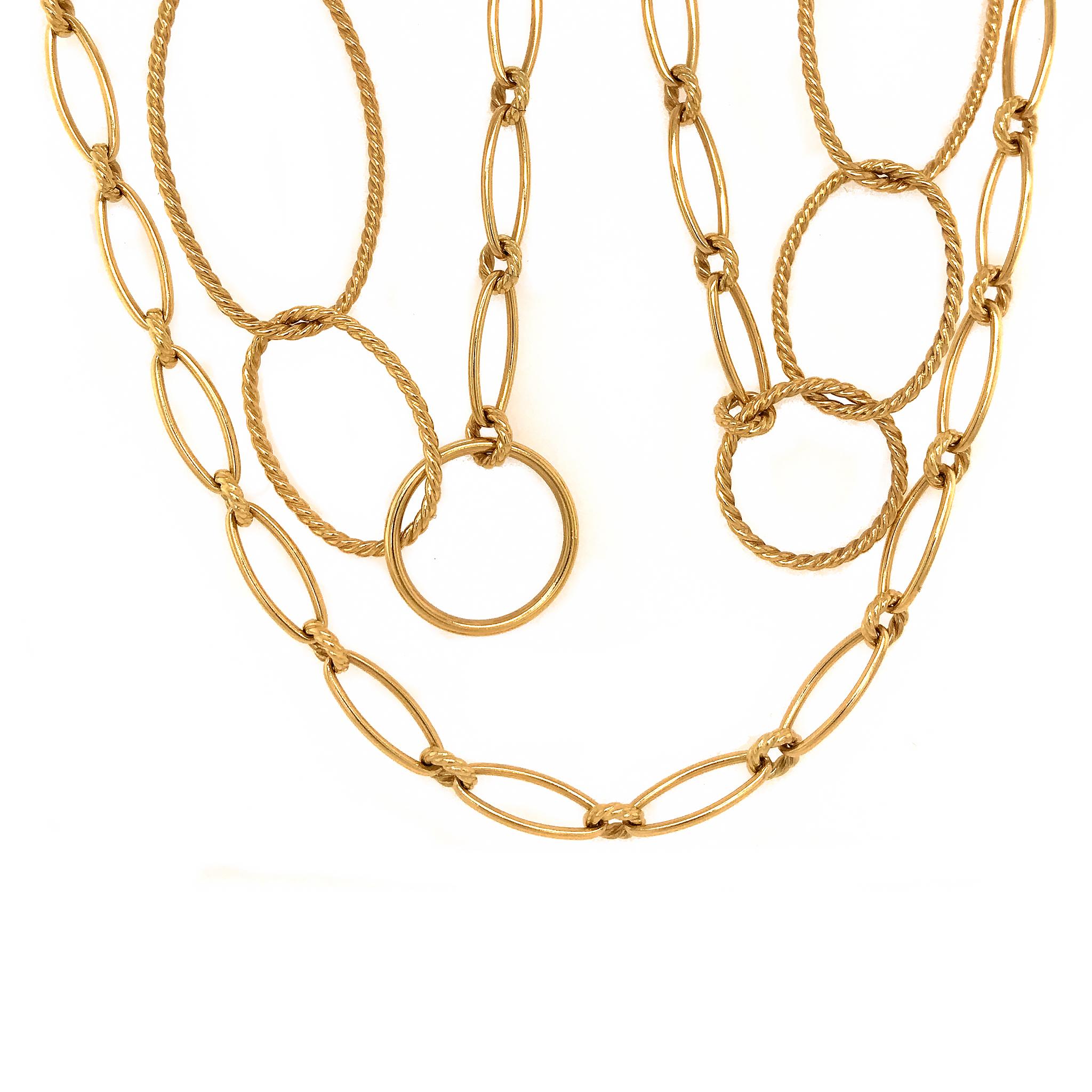 David Yurman 18 Karat Yellow Gold Long Chain Link Necklace For Sale at ...