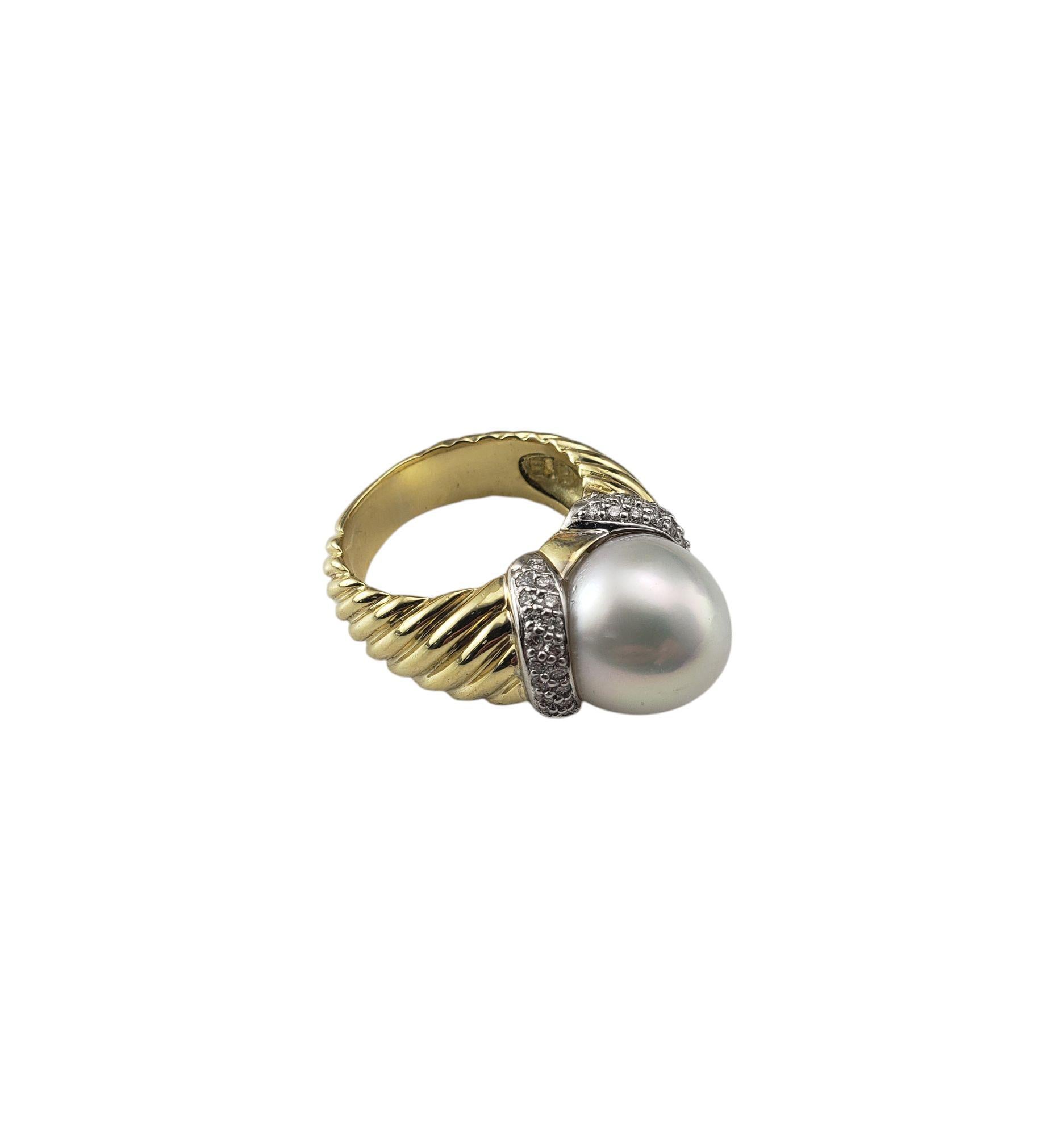 Round Cut David Yurman 18K Yellow Gold Mabe Pearl & Diamond Ring Size 8-8.25 #21013 For Sale