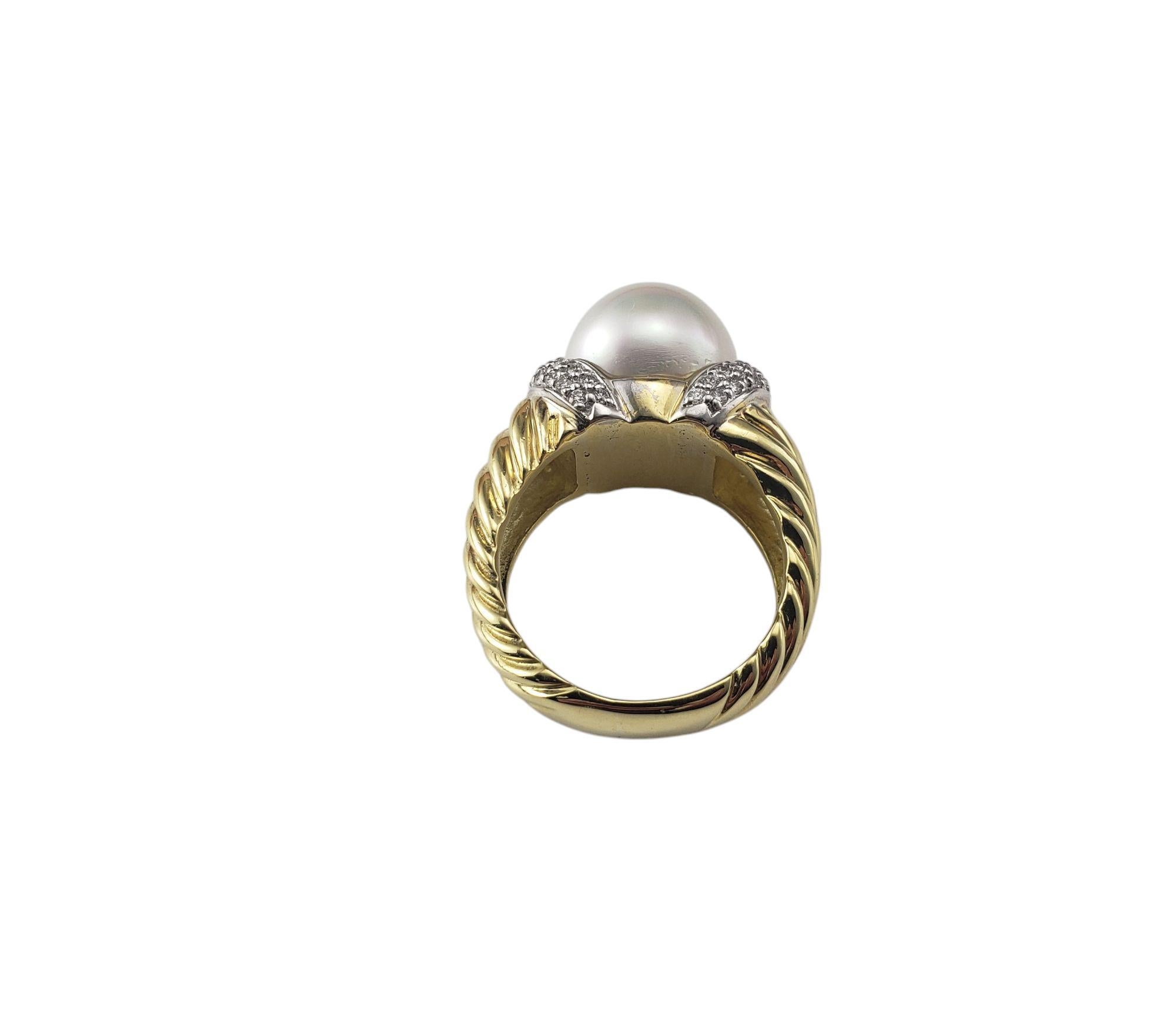 David Yurman 18K Yellow Gold Mabe Pearl & Diamond Ring Size 8-8.25 #21013 In Good Condition For Sale In Washington Depot, CT
