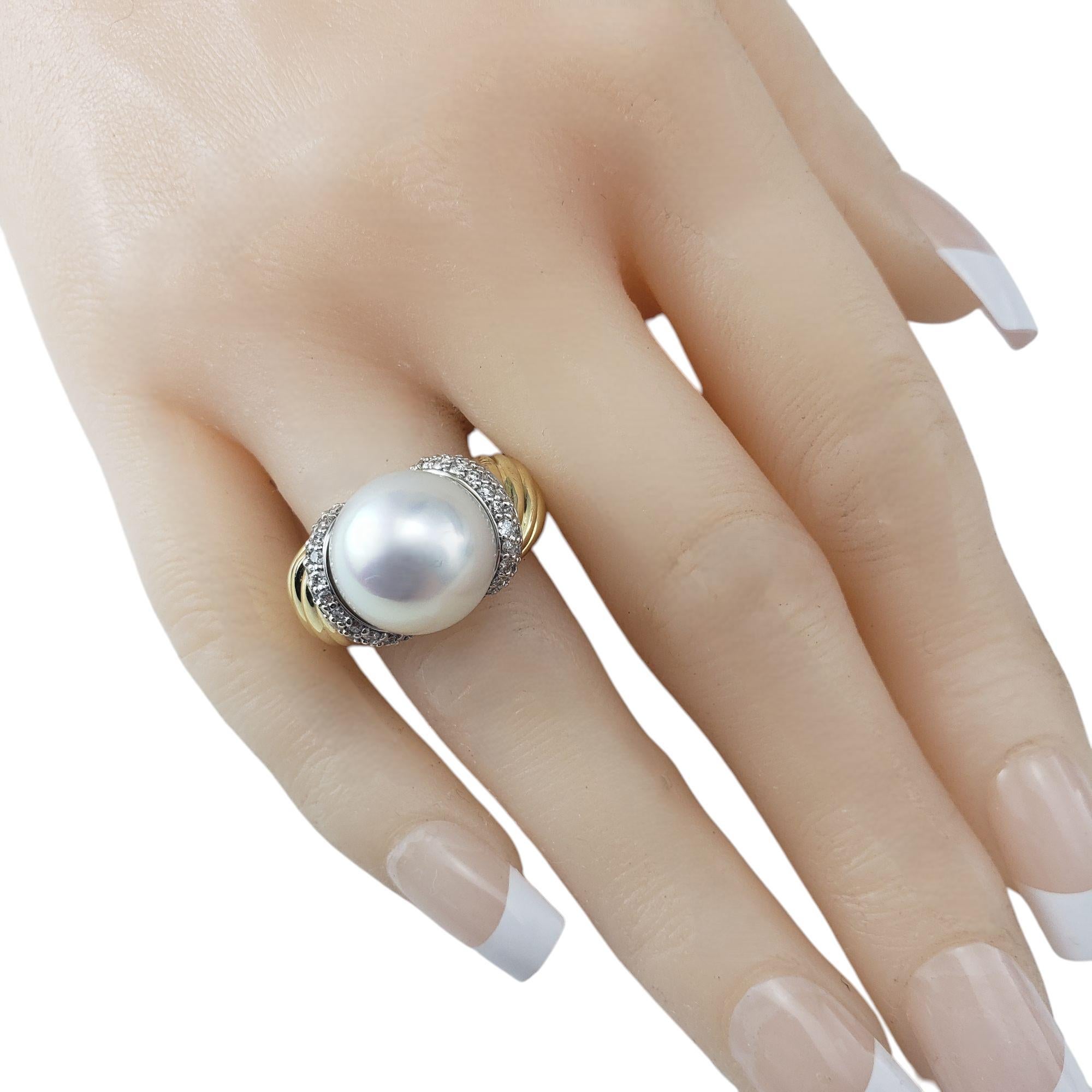 David Yurman 18K Yellow Gold Mabe Pearl & Diamond Ring Size 8-8.25 #21013 For Sale 2