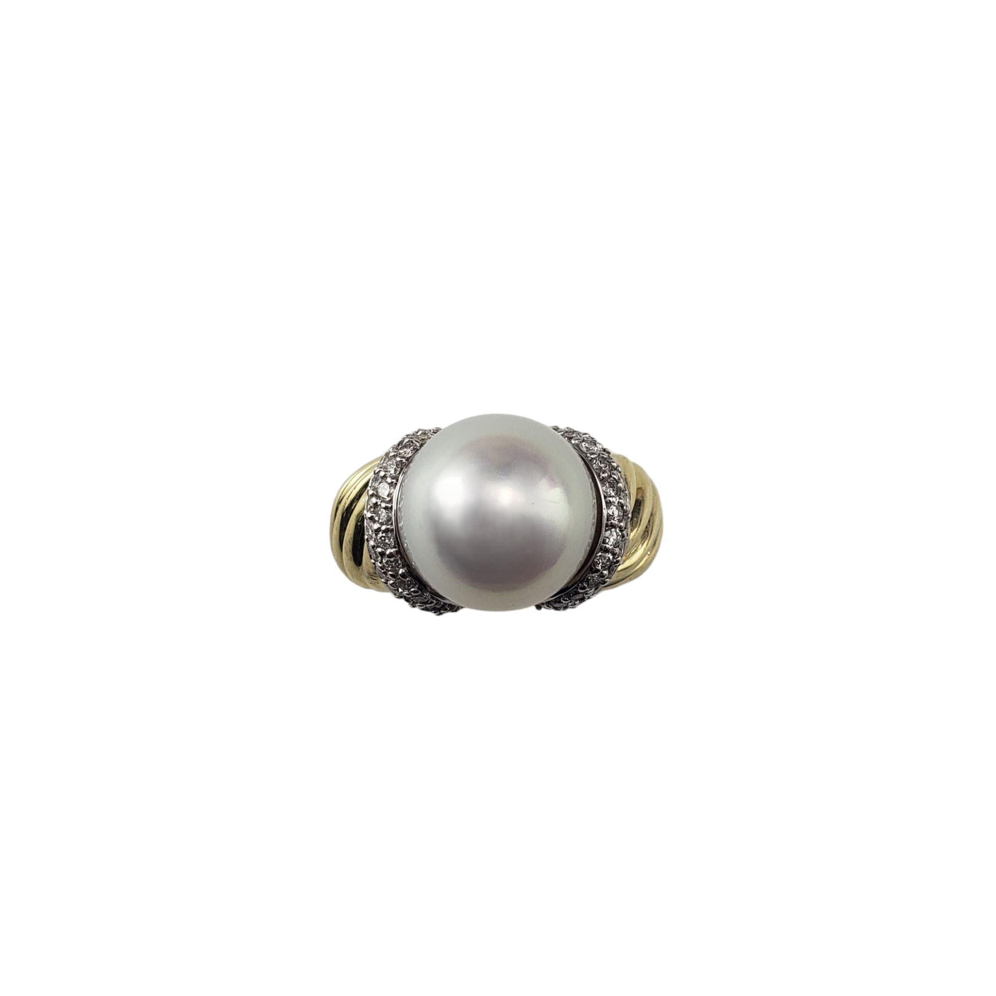 David Yurman 18K Yellow Gold Mabe Pearl & Diamond Ring Size 8-8.25 #21013