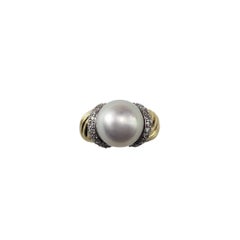 David Yurman 18K Yellow Gold Mabe Pearl & Diamond Ring Size 8-8.25 #21013