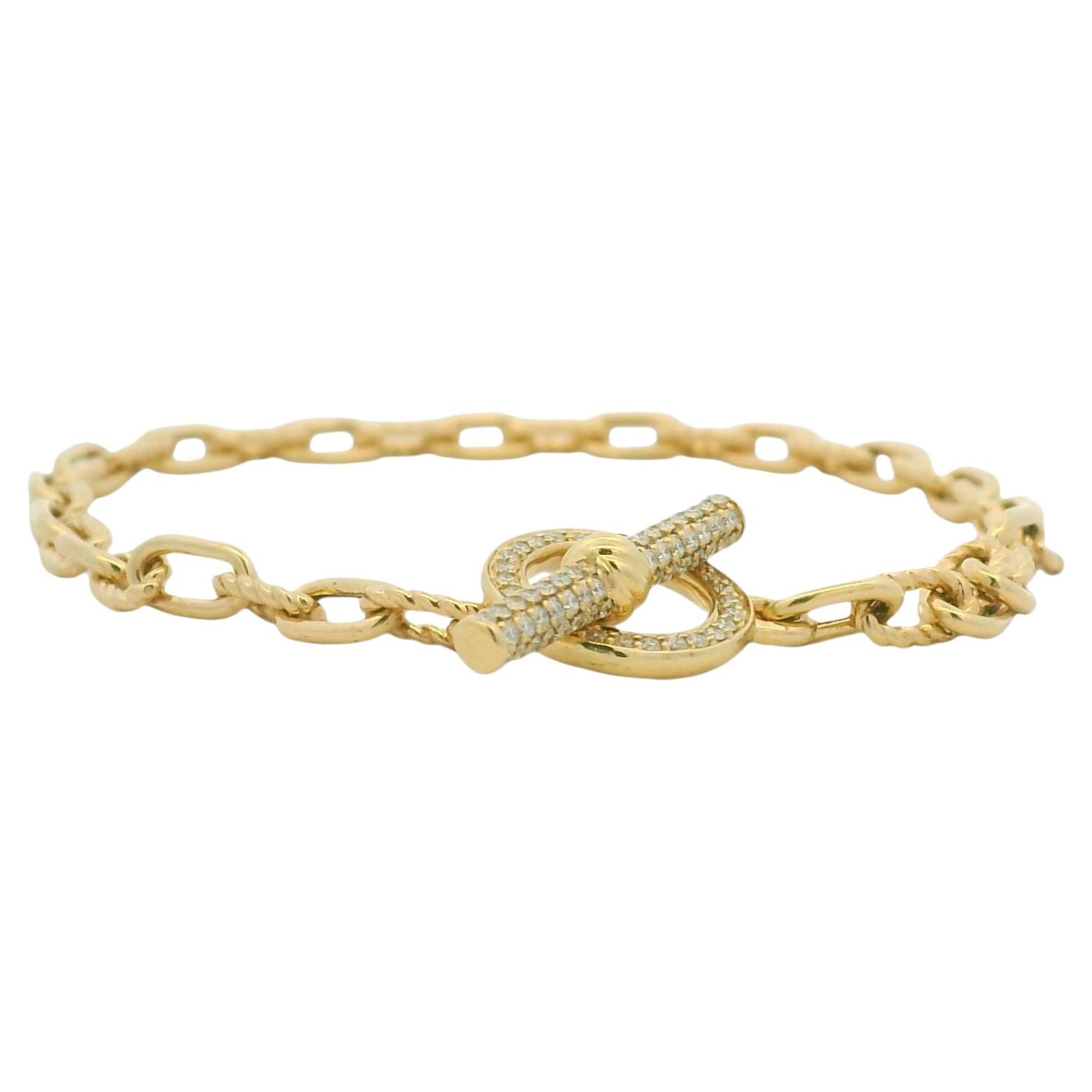 David Yurman 18K Yellow Gold Madison Pavé Diamond Toggle Chain Bracelet For Sale