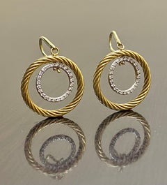 David Yurman 18K Yellow Gold Mobile Circle Cable Drop Diamond Earrings