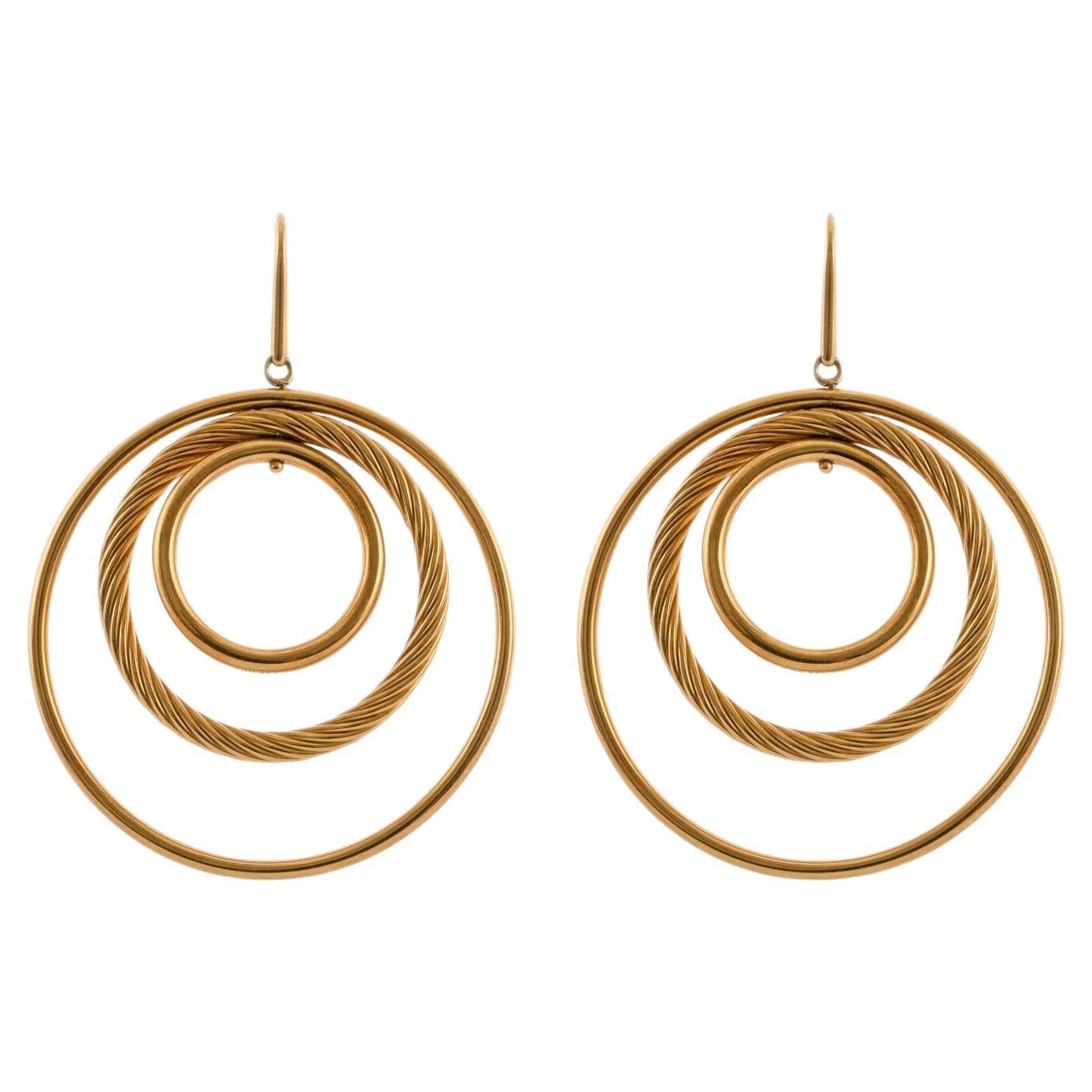 David Yurman 18K Yellow Gold Mobile Dangle Drop Earrings 