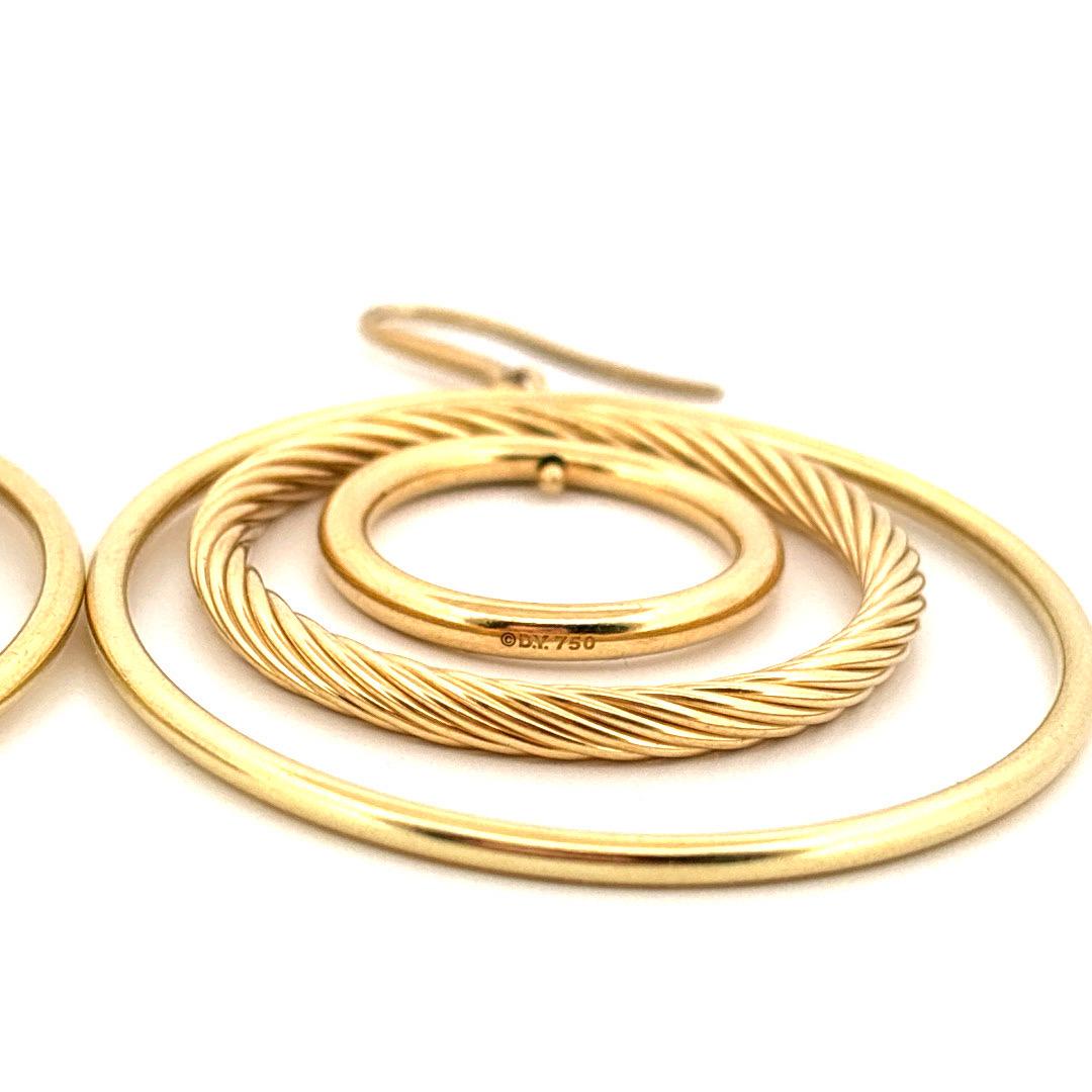 David Yurman Pendientes colgantes de aro muy grande móviles de oro amarillo de 18k Retro en venta