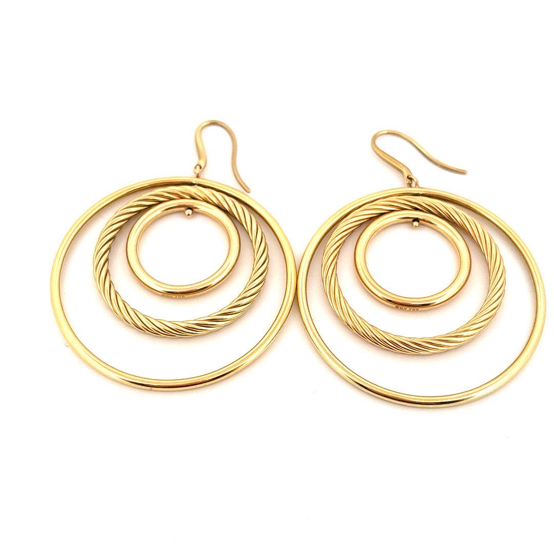 David Yurman Pendientes colgantes de aro muy grande móviles de oro amarillo de 18k en Bueno estado para la venta en Sewickley, PA