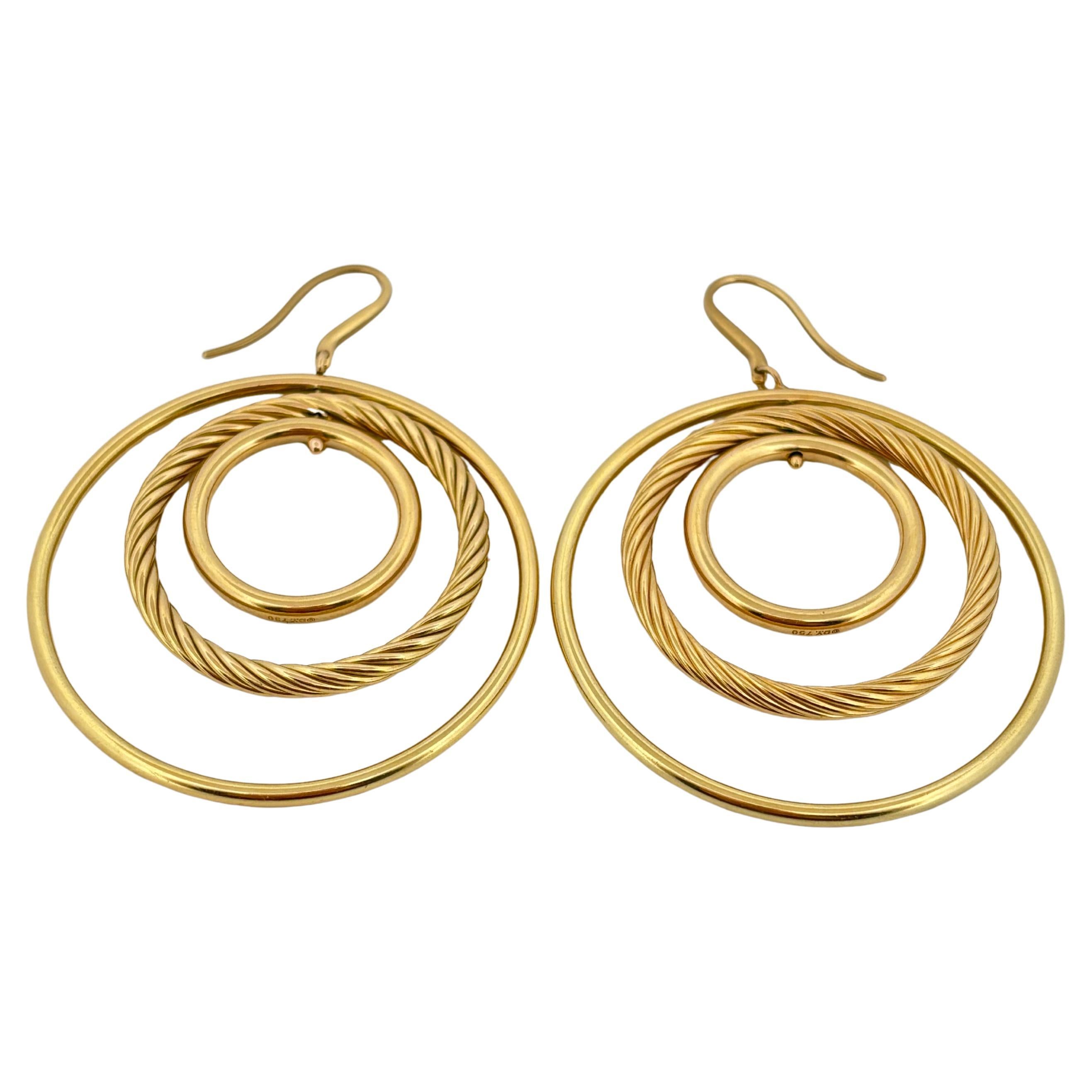 David Yurman Pendientes colgantes de aro muy grande móviles de oro amarillo de 18k en venta