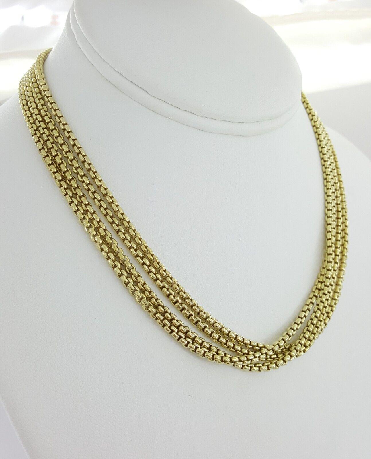  David Yurman 18k Yellow Gold Multi Cable Chain Necklace with Four 2.5 mm Round Box Chain 16