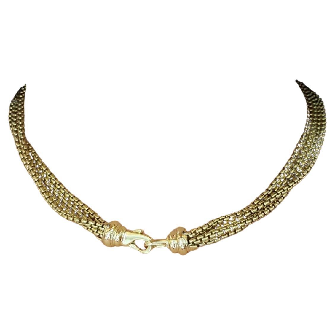 David Yurman 18k Yellow Gold Multi Cable Chain Necklace In Excellent Condition In Chicago, IL