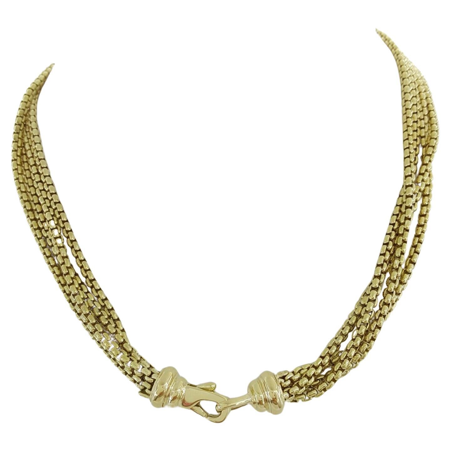  David Yurman 18k Yellow Gold Multi Cable Chain Necklace For Sale