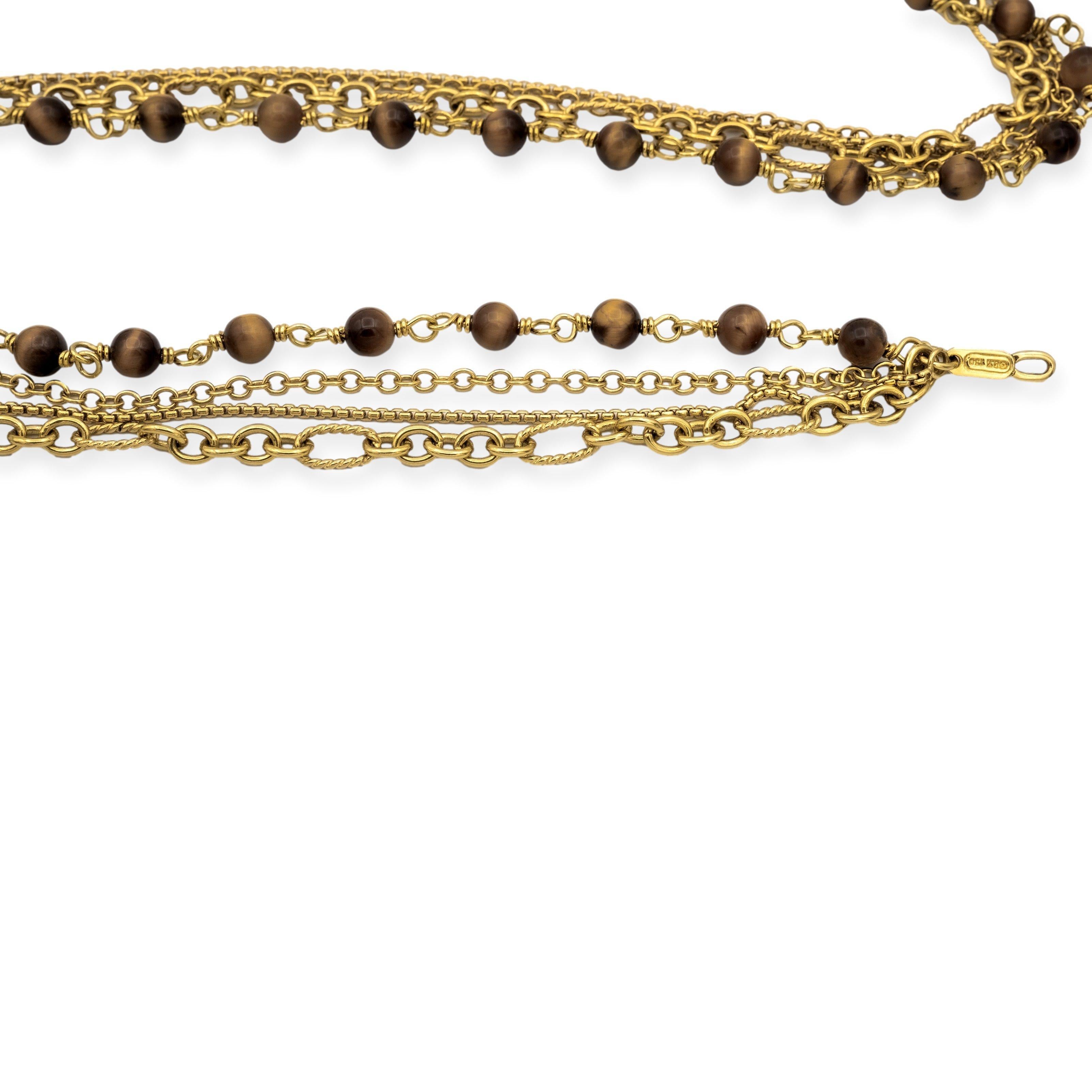 David Yurman 18K Yellow Gold Multi-Chain Four Strand Necklace In Good Condition For Sale In New York, NY