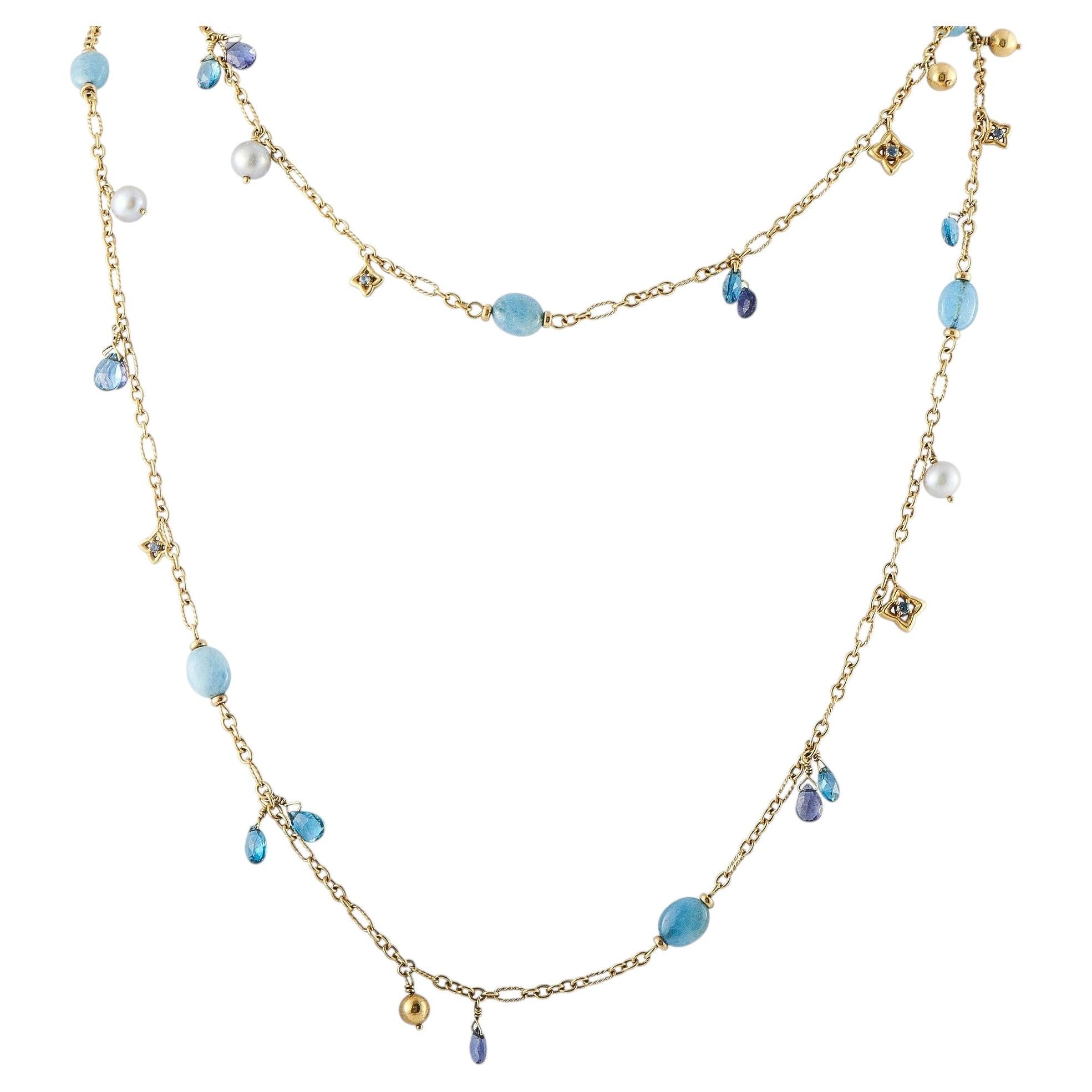 DAVID YURMAN 18K Yellow Gold Multi-Gemstone Necklace DY11-070626 For Sale