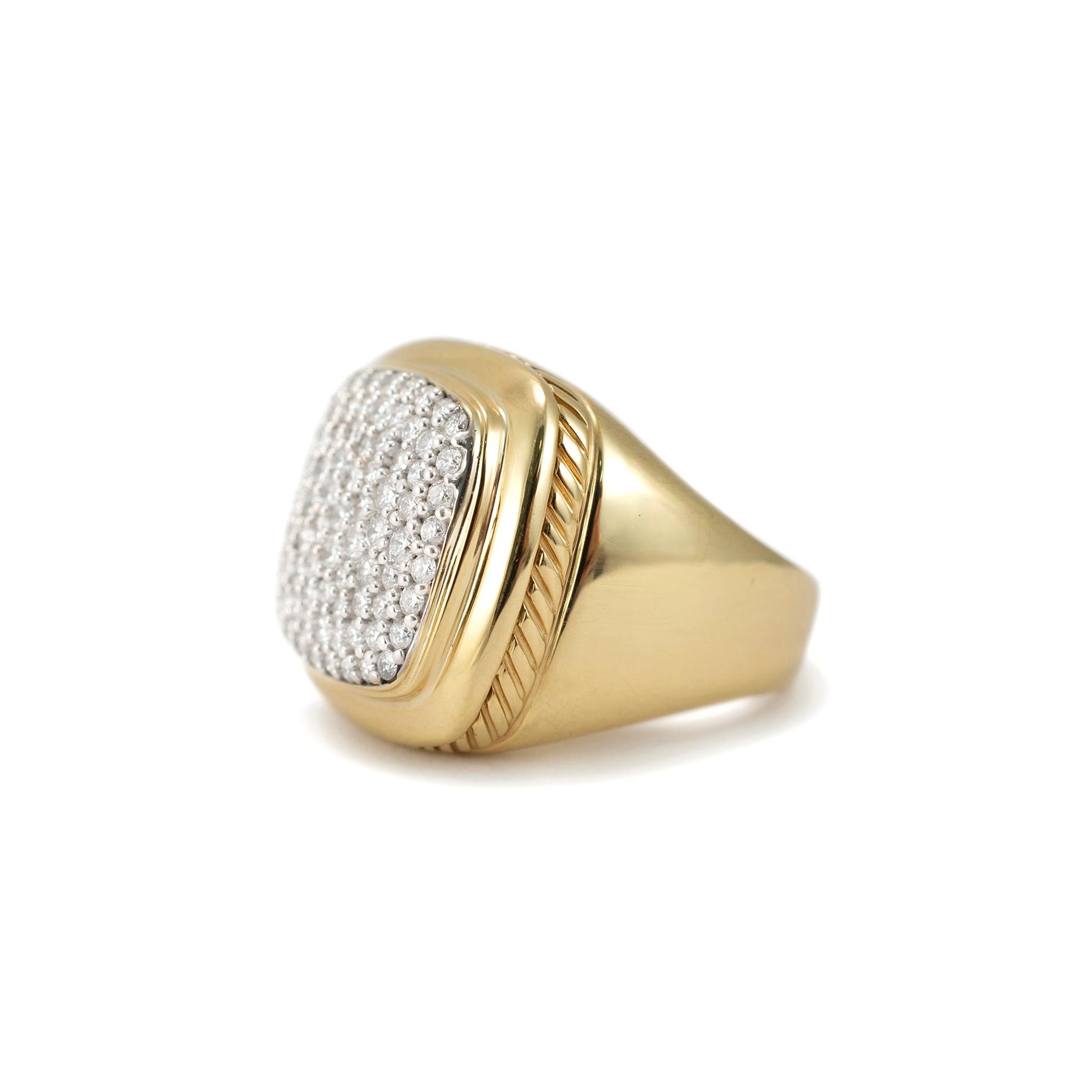 David Yurman 18K Yellow Gold Pave Diamond Albion Cocktail Ring In Excellent Condition In Houston, TX