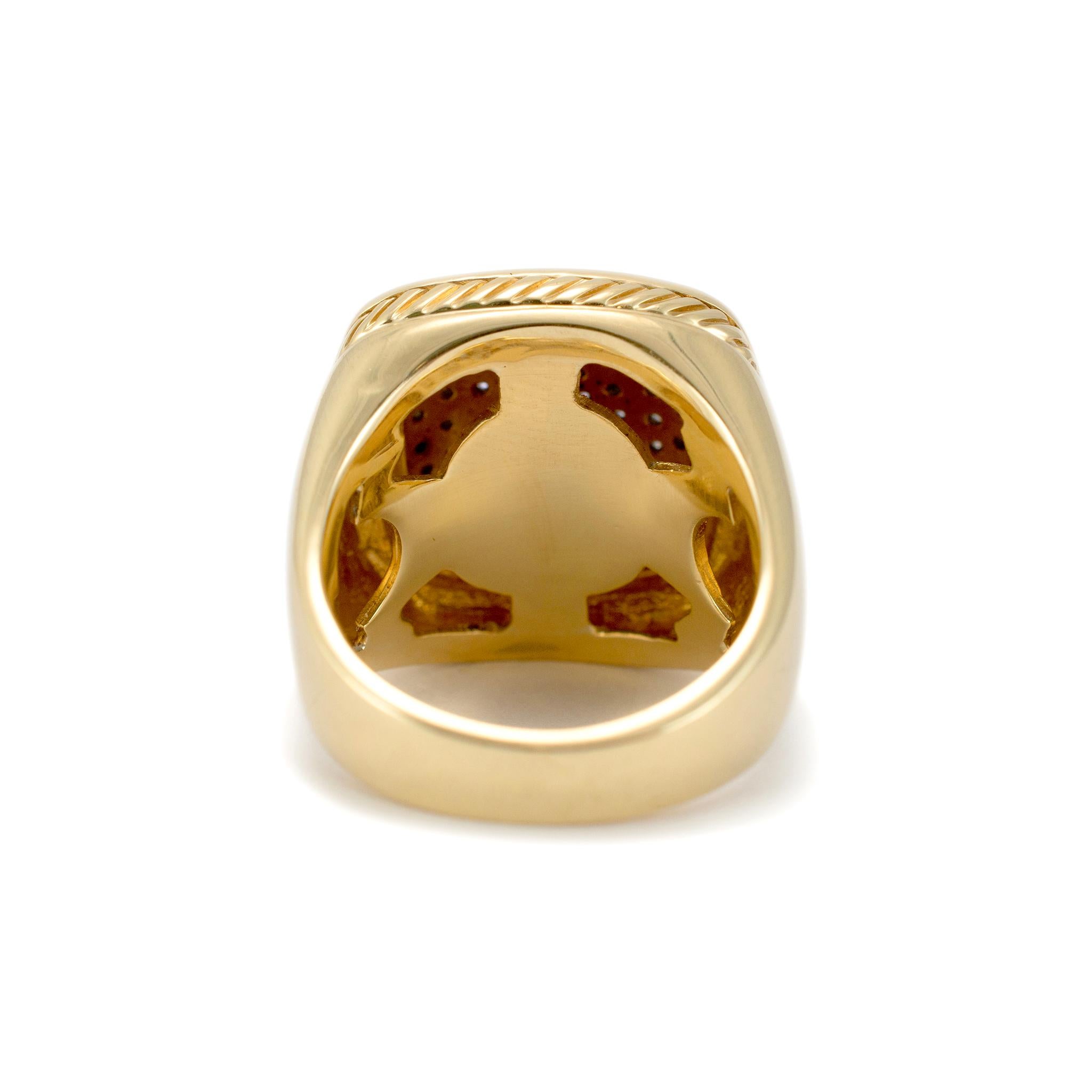 Women's or Men's David Yurman 18K Yellow Gold Pave Diamond Albion Cocktail Ring