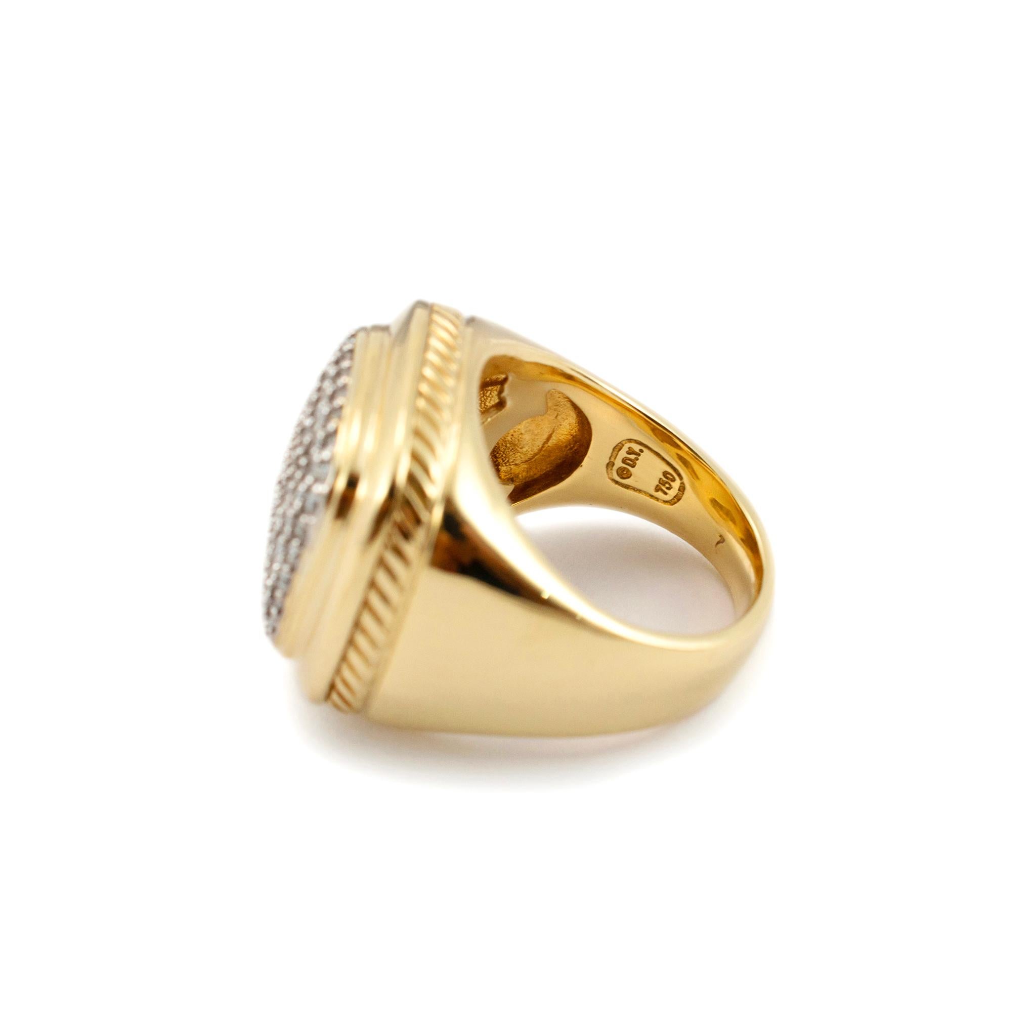 David Yurman 18K Yellow Gold Pave Diamond Albion Cocktail Ring 1