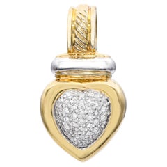 David Yurman 18K Yellow Gold Pavé Diamond Heart Slider Pendant