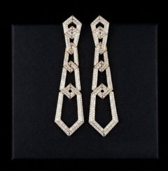 David Yurman 18K Yellow Gold Pavé Diamond Link Drop Earrings