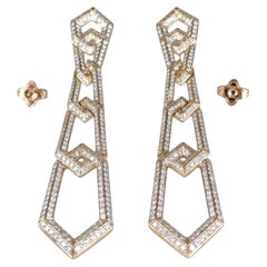 David Yurman - Pendants d'oreilles en or jaune 18 carats avec pavé de diamants