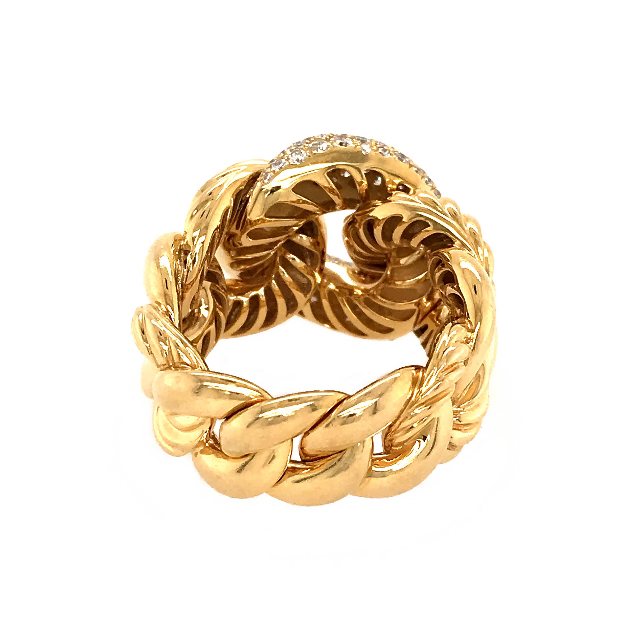 Women's David Yurman 18 Karat Yellow Gold Pave Diamond Link Ring