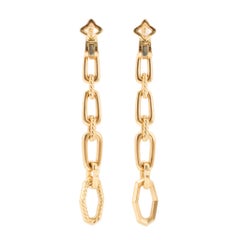 David Yurman 18K Yellow Gold Pave Diamond Multi-Link Dangle Drop Earrings