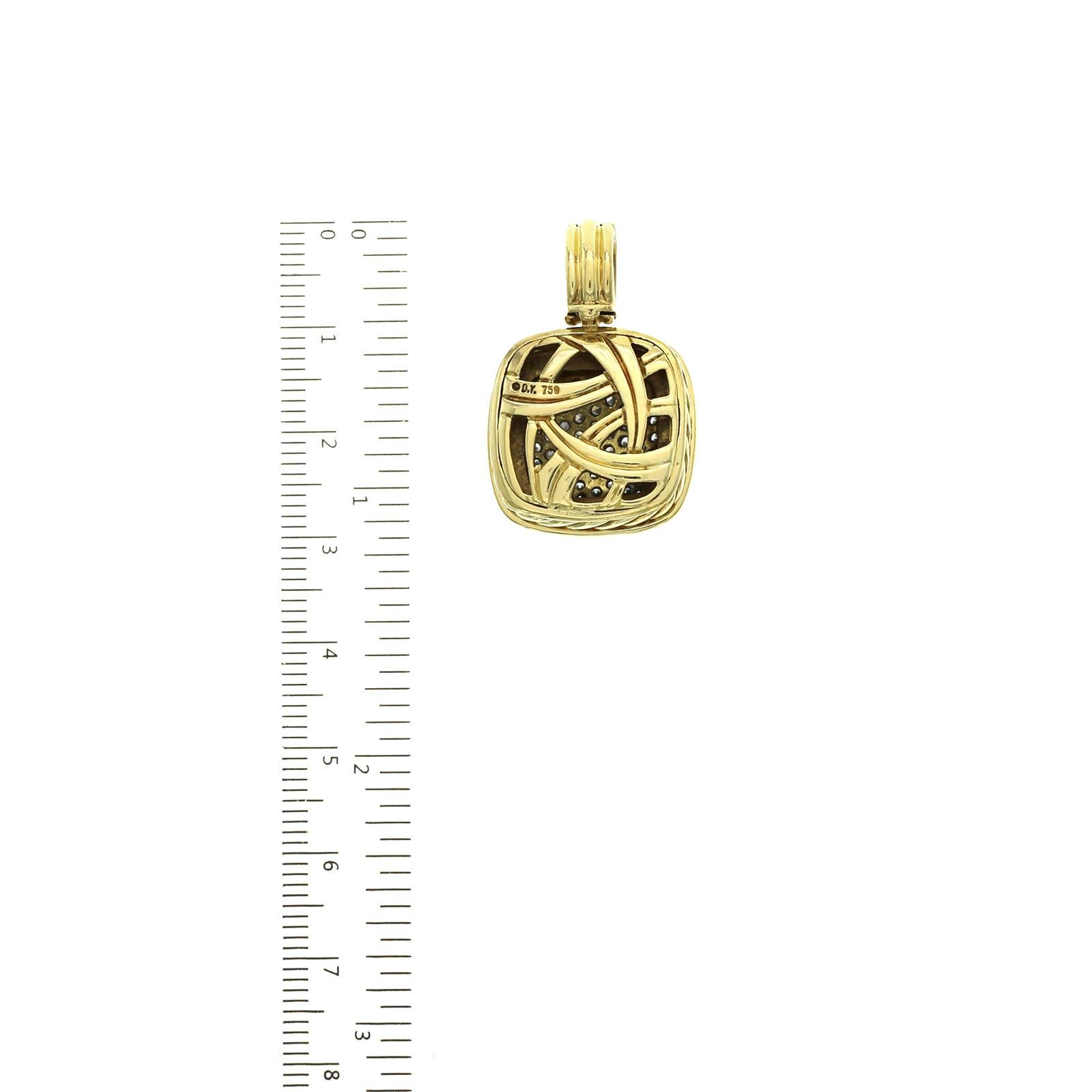 David Yurman - Ciondolo con pavé di diamanti in oro giallo 18 carati - Albion Large Enhancer In condizioni ottime in vendita a Los Angeles, CA