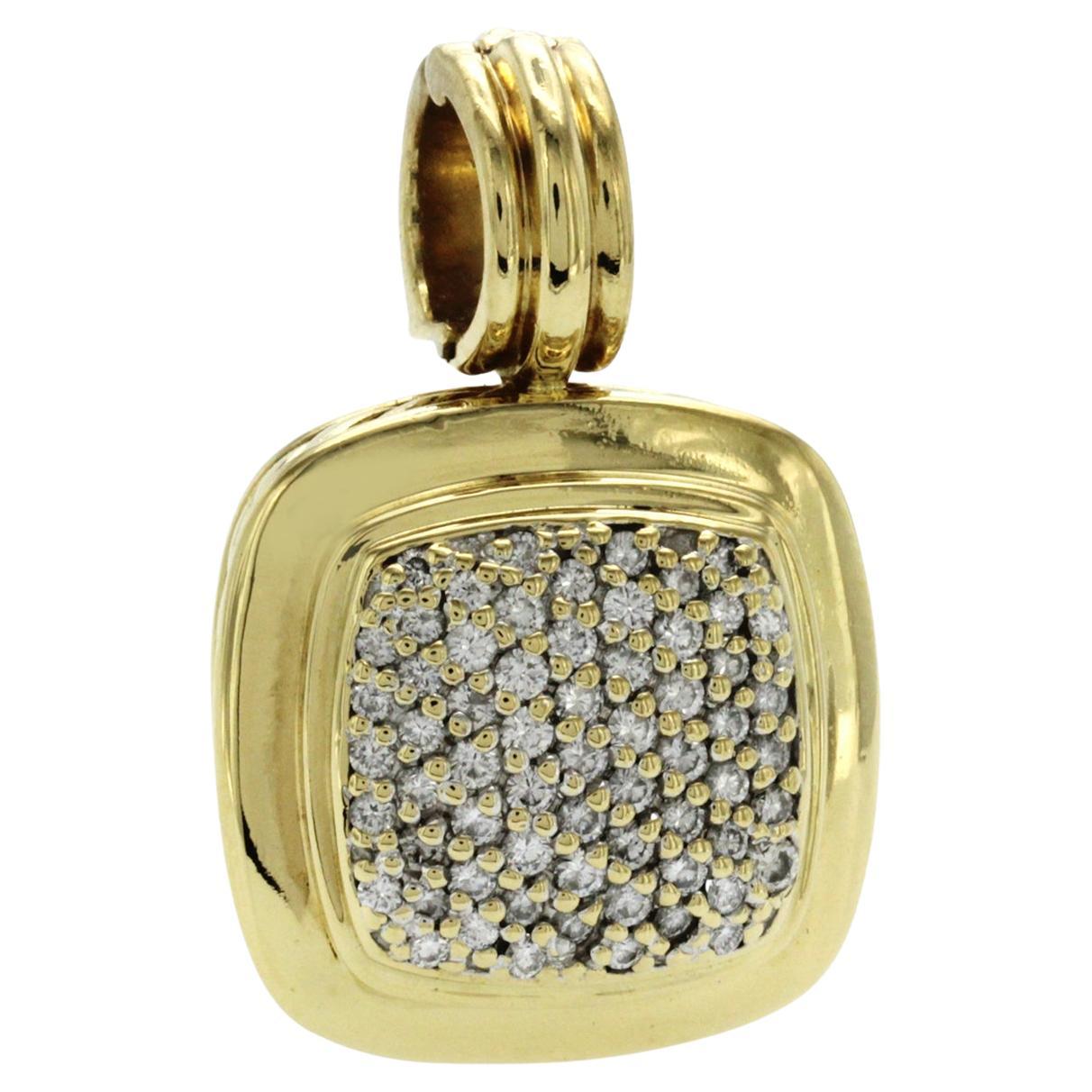 David Yurman Pendentif Albion de grande taille en or jaune 18 carats avec pavé de diamants